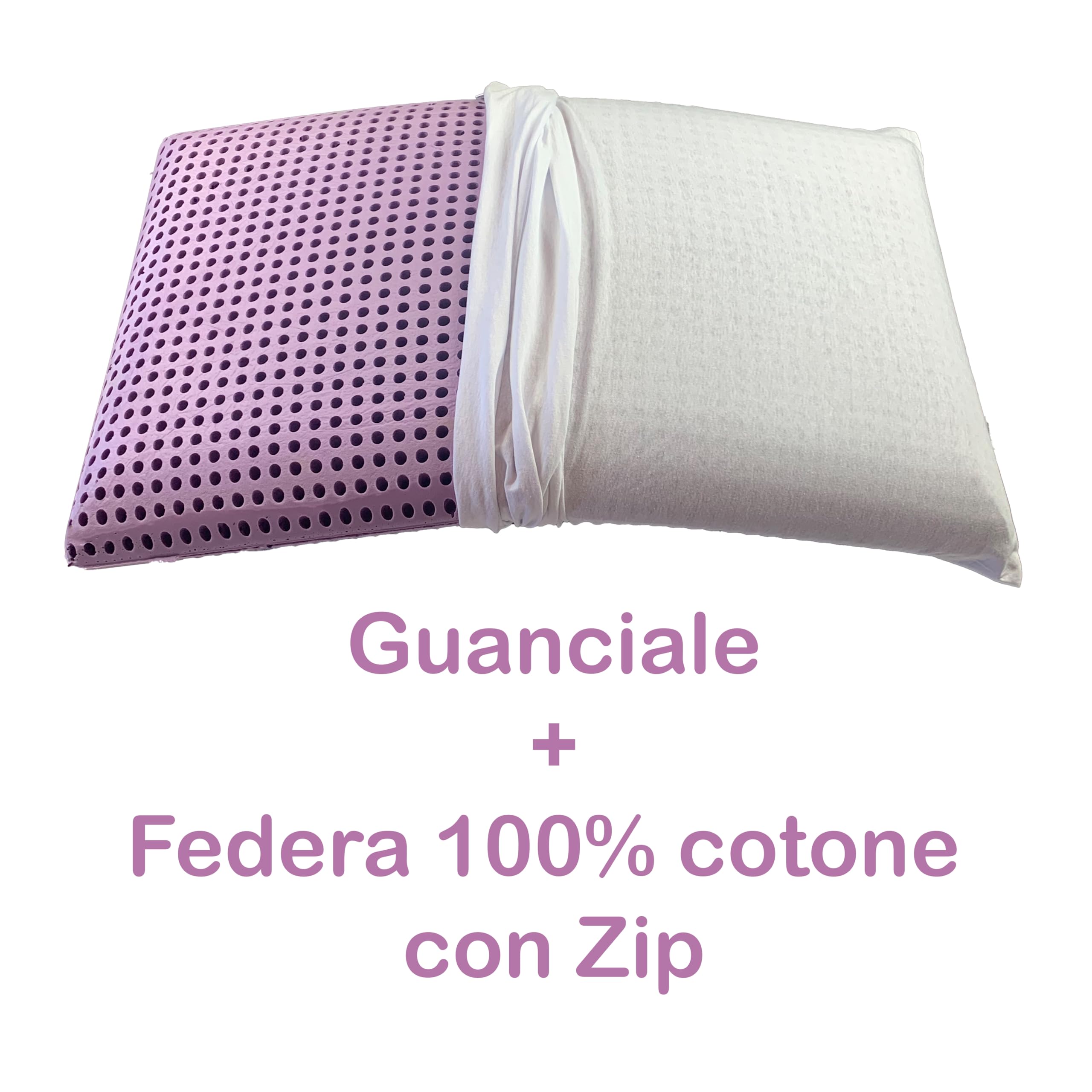PASSION - Cuscino in memory foam, guanciale in memory foam, cuscini letto matrimoniale memory foam, cuscino cervicale antistress morbido e rinfrescante, 100% Made in Italy (Lavanda)