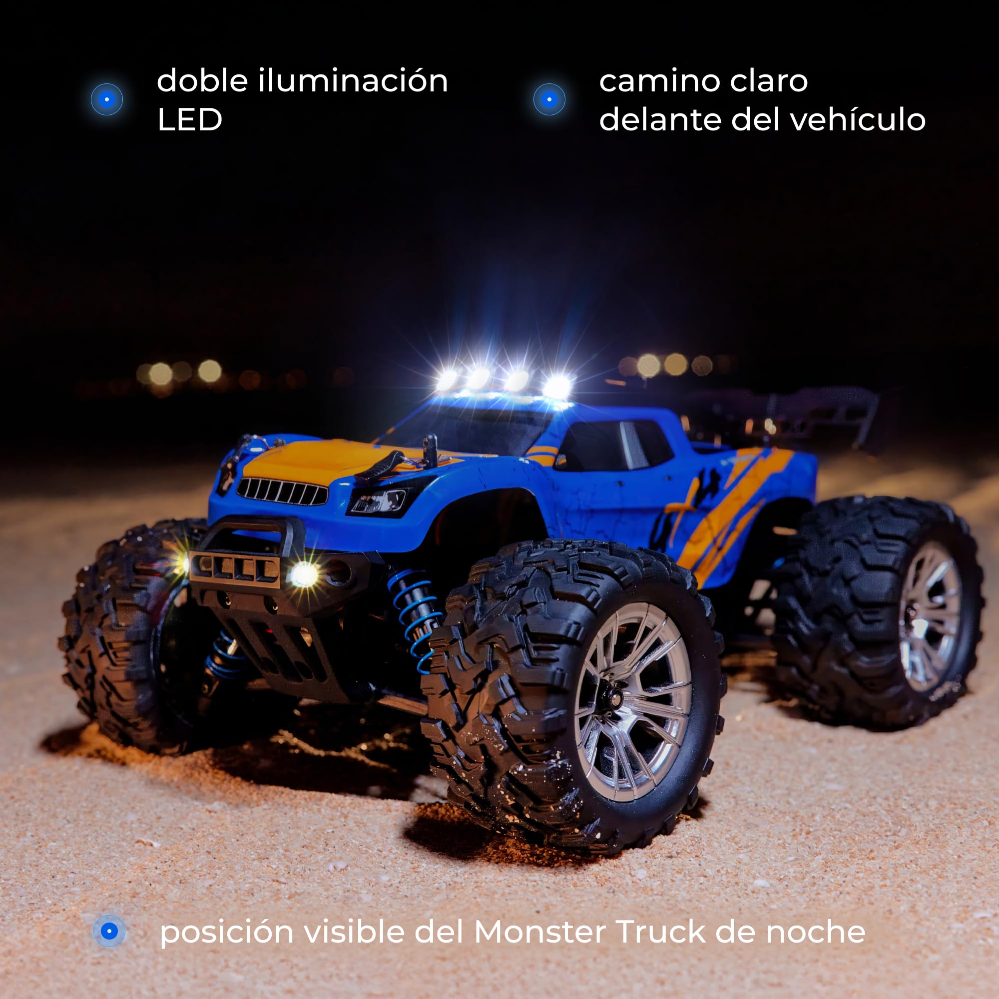Overmax X-Shard - Coche teledirigido 4WD 1:16 Offroad, hasta 30 km/h, con limitador de Tempo, 2,4 GHz RC Monster Truck con accionamiento de Metal, amortiguadores, Alcance de 90 m, para niños a Partir
