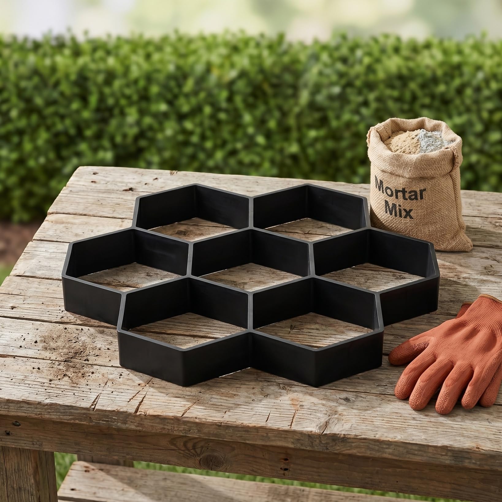 Moule Hexagonal à pavés de Jardin Moule à béton Réutilisable Plastique Solide Allée Terrasse Décoration Extérieure Outil Manuel 7.2x6.7In