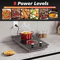 Vista 5 de Placa de cocina eléctrica, 2 quemadores, estufa eléctrica de 110 V 2000 W con control de perilla, encimera eléctrica radiante de 12 pulgadas e