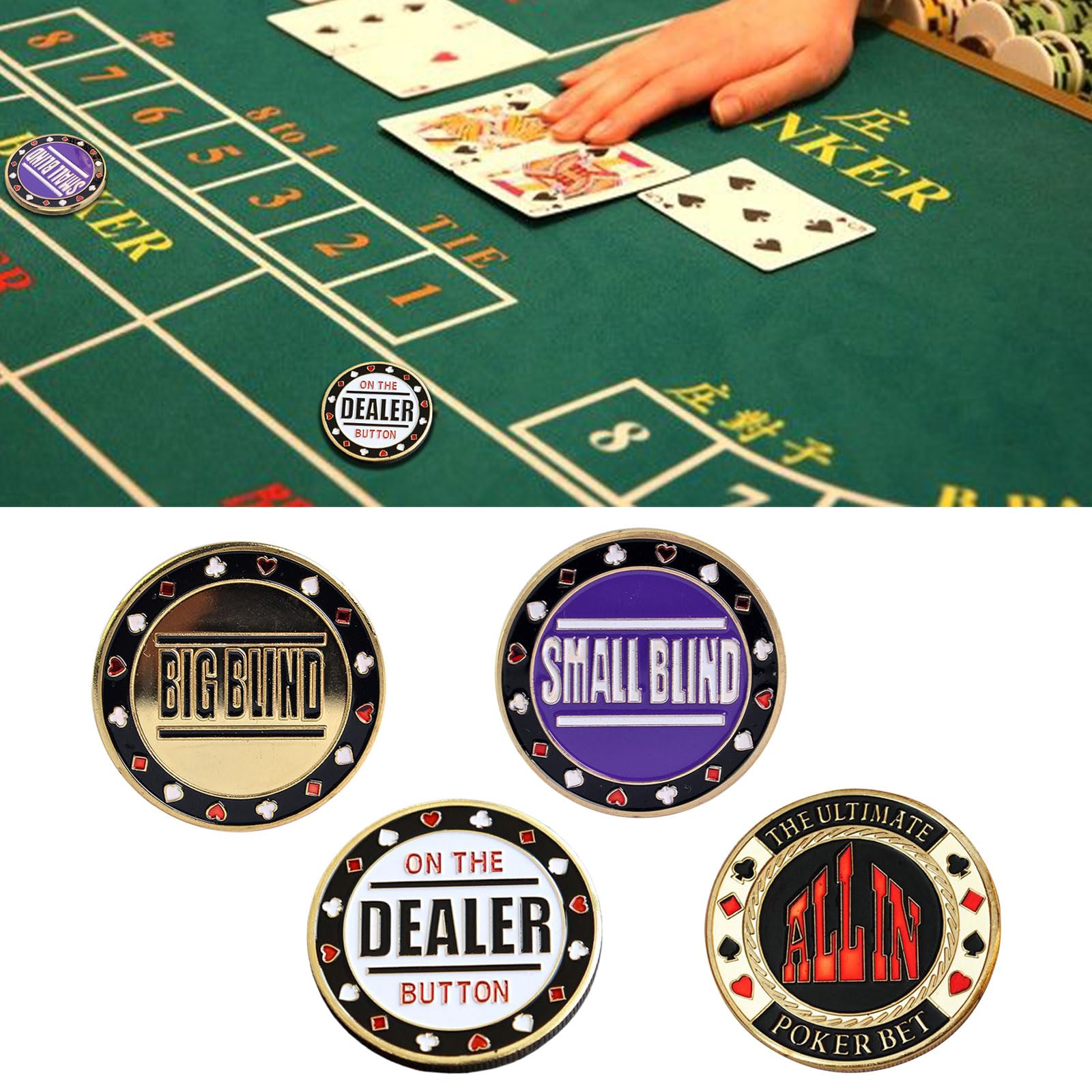 Laikoutd Metal Chip Button Dealers Pucks Buttons Cards Guard Protector Metal Coin Women Man