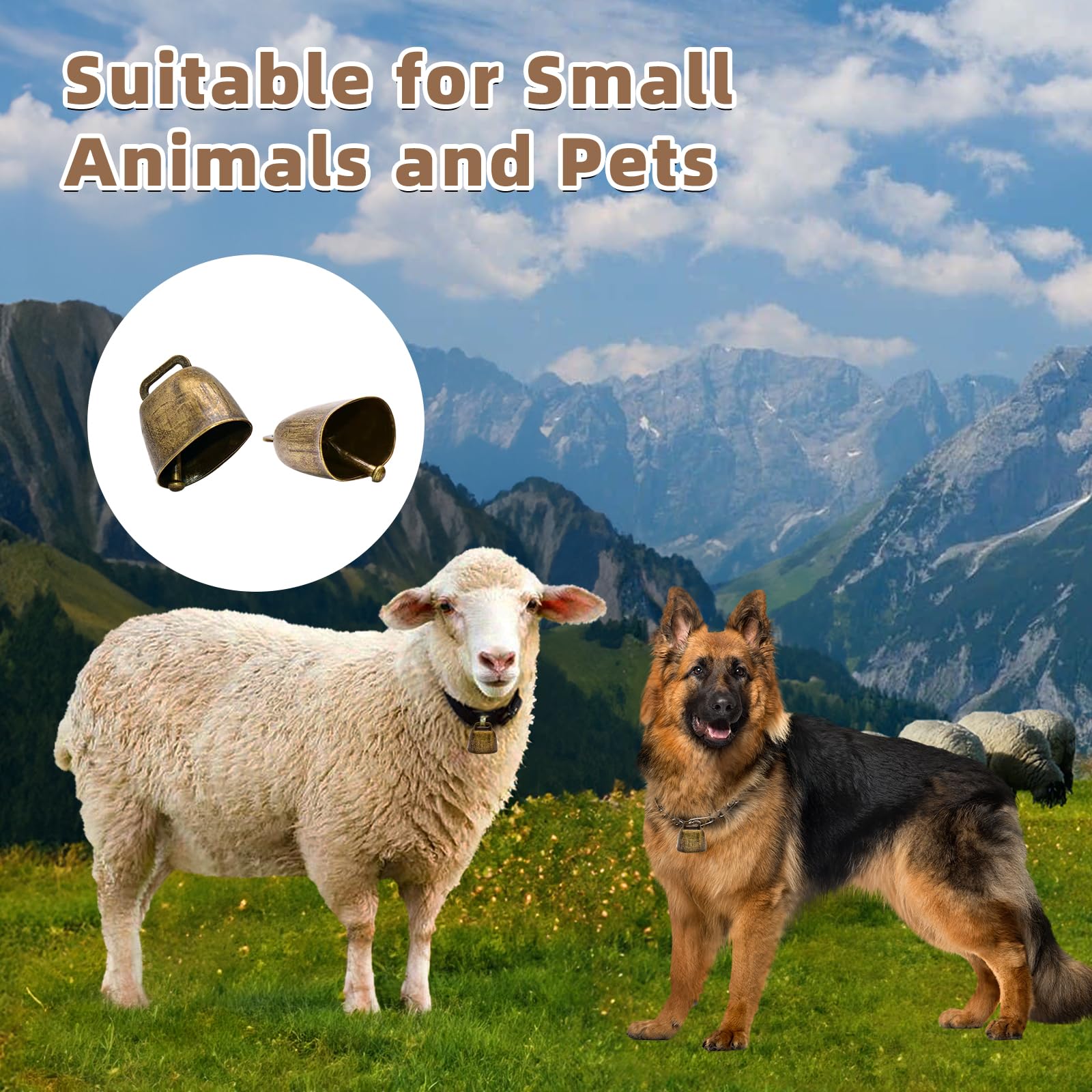 Campane per animali domestici e animali domestici con sacchetto di velluto, opzioni in ottone e bronzo