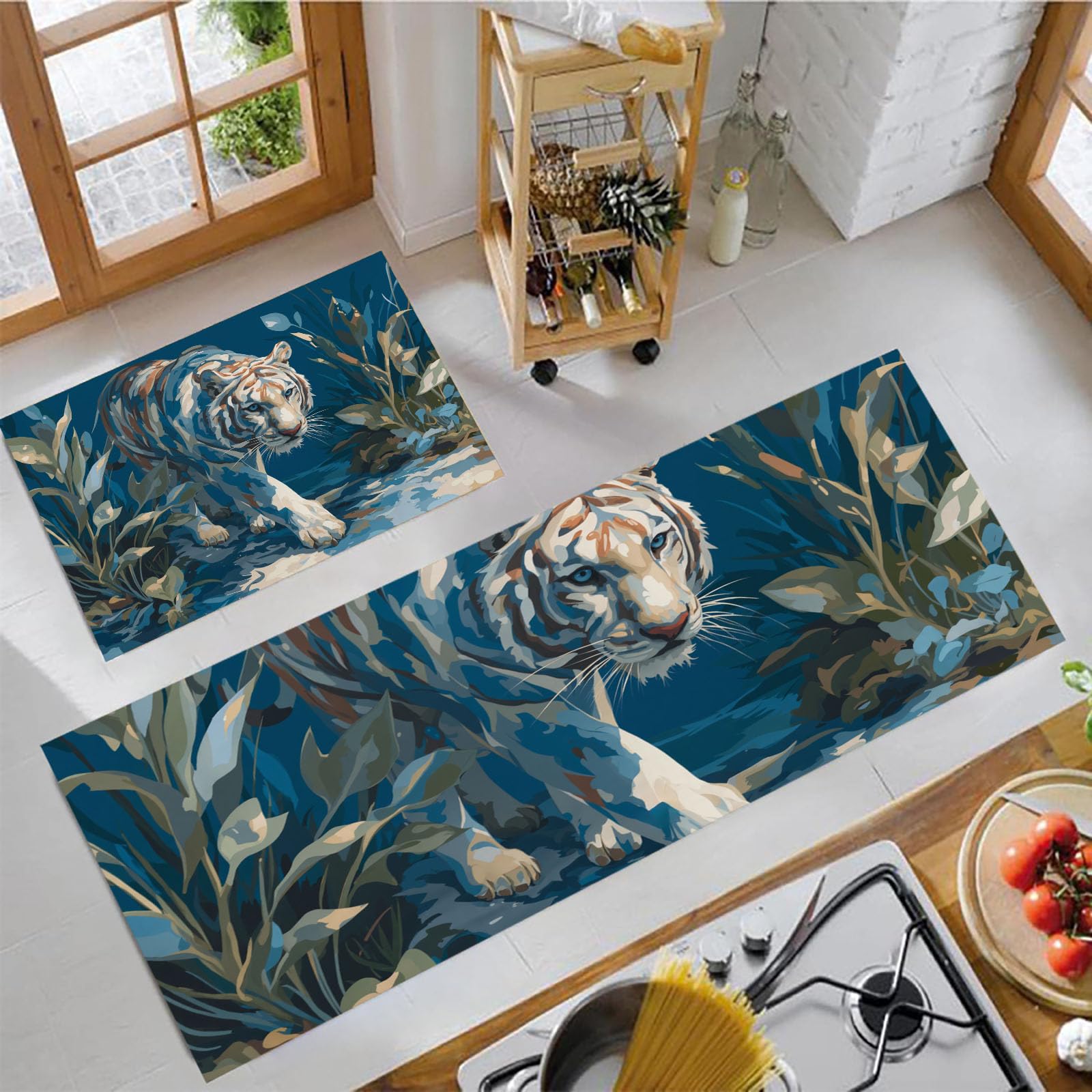 Tapis de cuisine en silicone antidérapant contre les taches et l'eau lot de 2