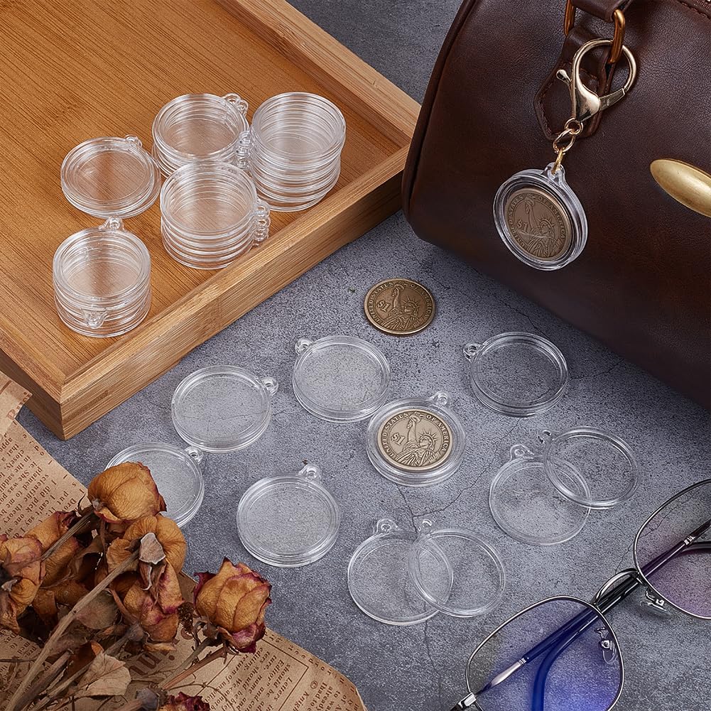 FINGERINSPIRE Clear Coin Holder Keychain Box Round Acrylic Coin Protect Pendants Coins Keychain Display Case for Collectors image 4