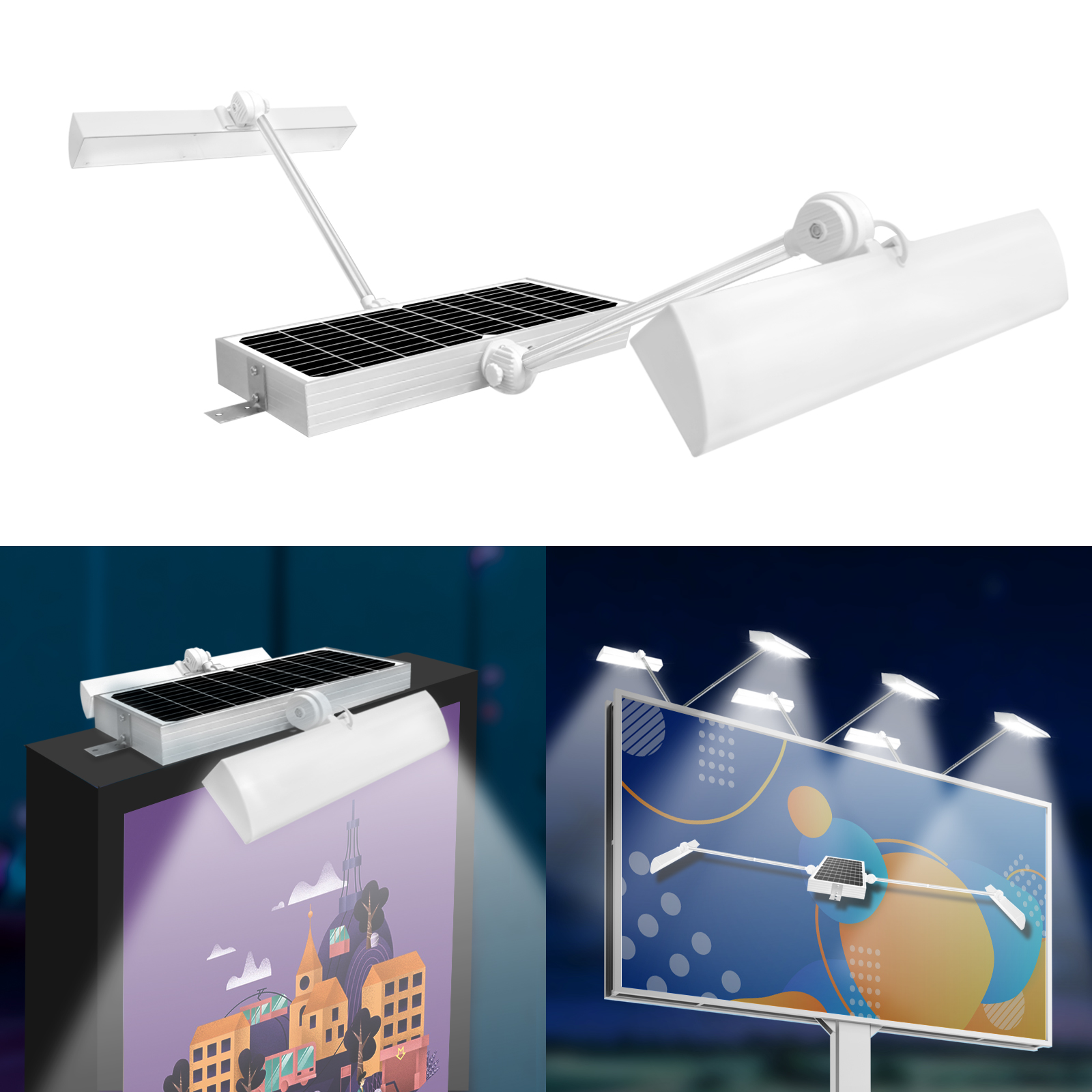 Image of Solar Sign Lights Outdoor, 420 LEDs 2600 Lumen Billboard Lights, 12000 mAh Solar Sign Light, IP65 Waterproof Outdoor Sign Lighting, Commercial Lights Solar Powered for Real Estate Signs, Business,