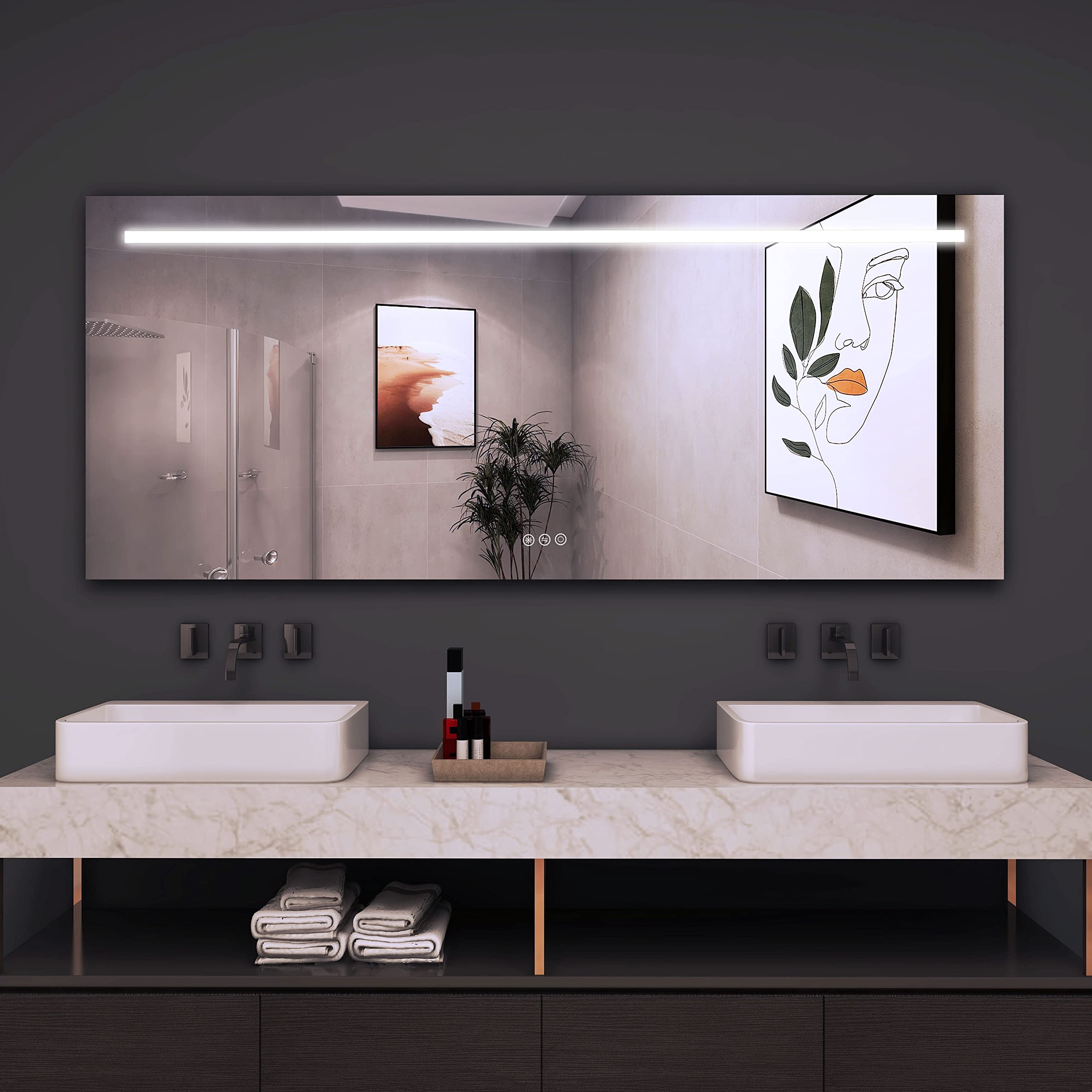 Buy B&C 72"x30" LED Mirror for Bathroom, Super Slim Frameless Lighted