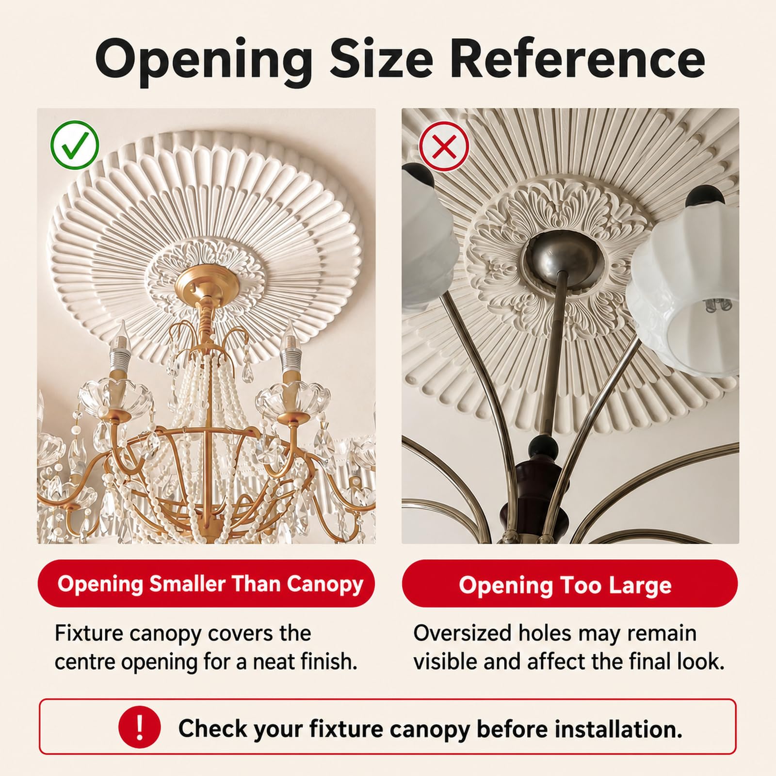 Rosone Lampadario Soffitto,Piastra Rotonda per Ventilatore A Soffitto, | Leggero,Stile Europeo,Piastra Copertura Decorativa, Rosone Decorativo per Soffitto, per lampadari,ventilatori a soffitto