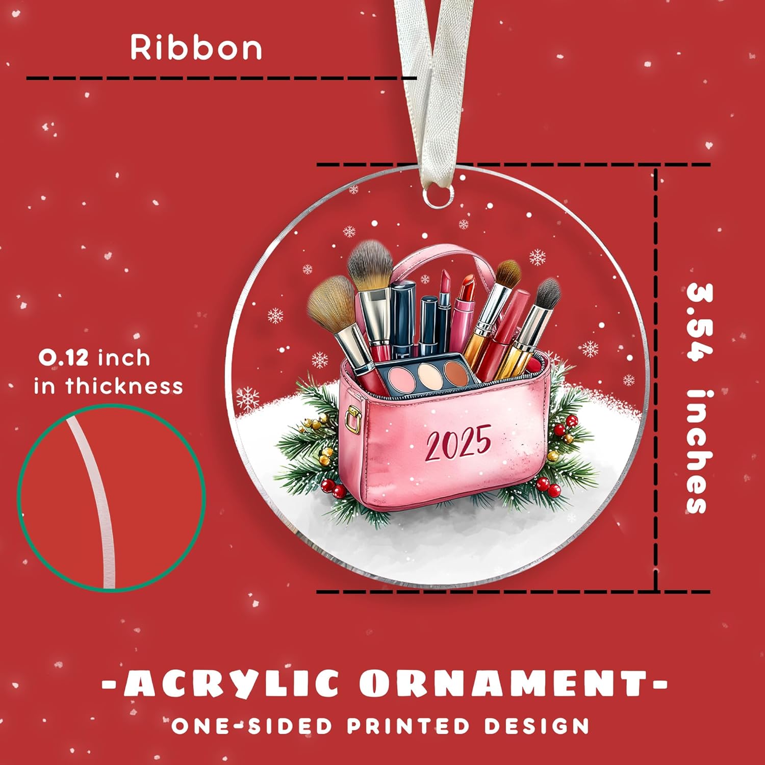 Makeup Ornament - Makeup Tool Ornaments for Christmas Tree - Lipstick Eyelash Brush Cosmetology Ornaments for Girls, Teenagers, Beauticians, Beauty Lovers - Acrylic Make-Up Artist Ornament - Image 2