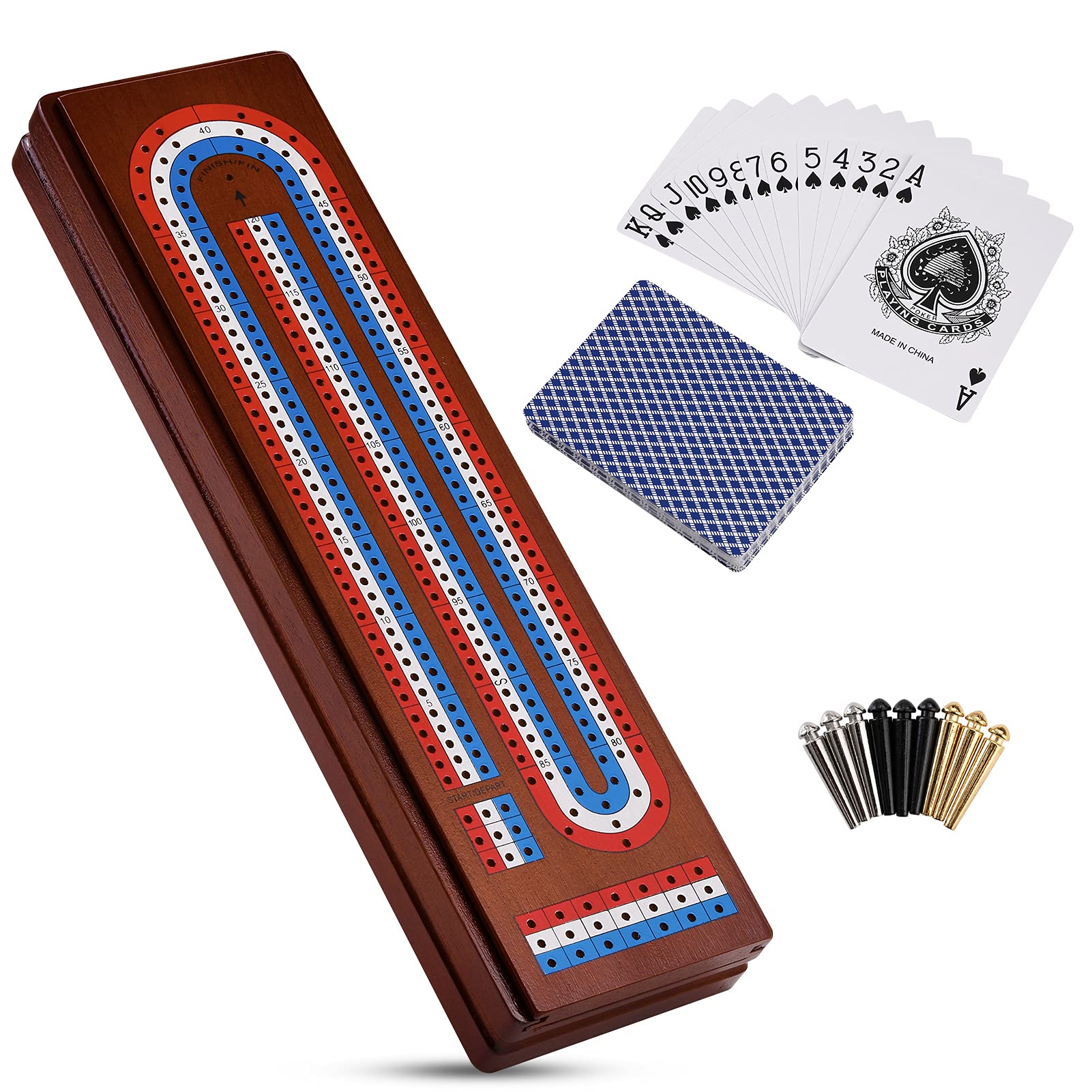 Buy Crobyi Cribbage Board Game Set, Solid Wood 3 Track Board with Large