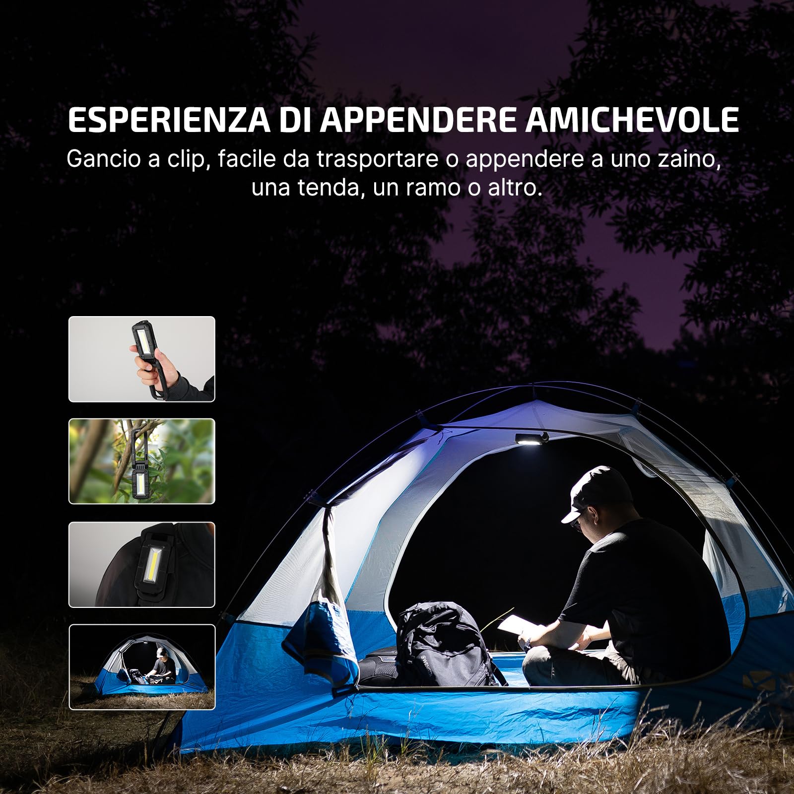 OLIGHT Swivel Luce LED Ricaricabile - 400 Lumen Compatta Con Base Magnetica, Gancio E COB | Per Officina, Campeggio Ed Emergenze (Verde)