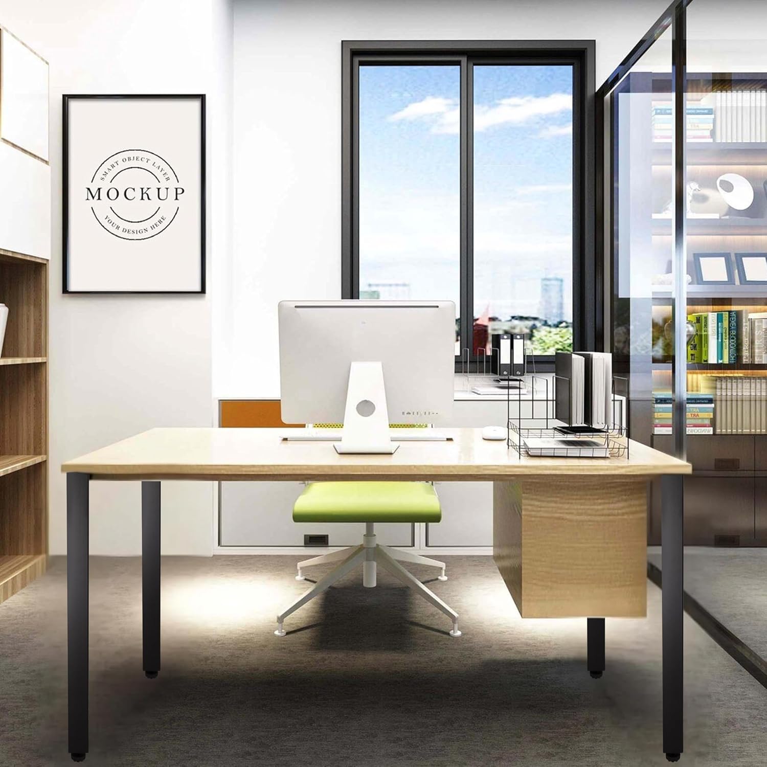 VASGOR 28-Inch Heavy-Duty Metal Table Legs (Set of 4), Black Rectangular Design, Furniture Leg for Bench, Coffee Table, DIY Projects – Includes Screws & Floor Protectors (28 in - Black)