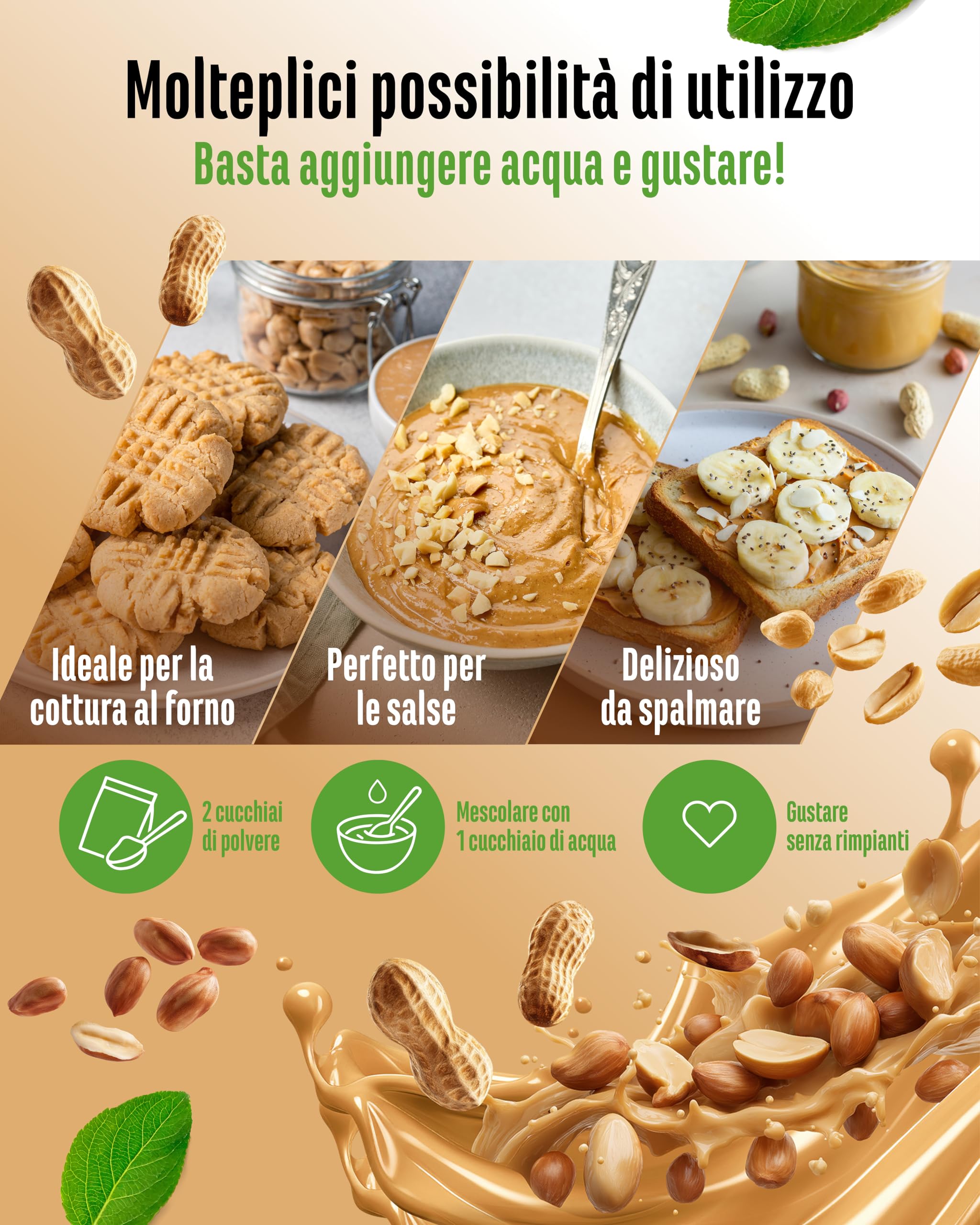 Burro di arachidi light in polvere 500g - Burro di arachidi in polvere 85% di grassi in meno, senza zucchero - Crema di burro di arachidi dal sapore delizioso - Vit4ever