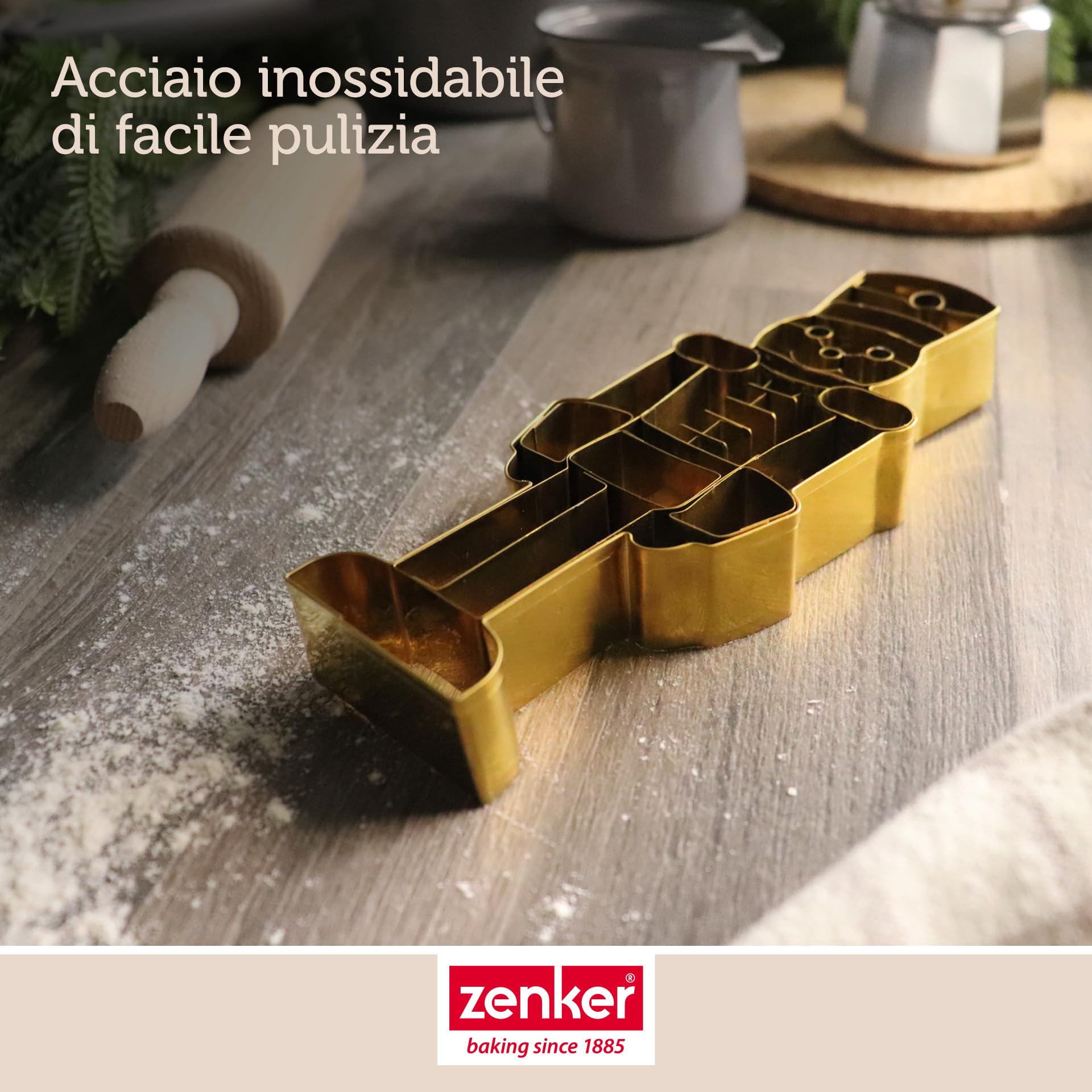 Zenker Set 3 Formine Omino di Pan di Zenzero in Acciaio Inossidabile, Set Tagliabiscotti Grande e Mini per Biscotti di Natale, Lavabili in Lavastoviglie