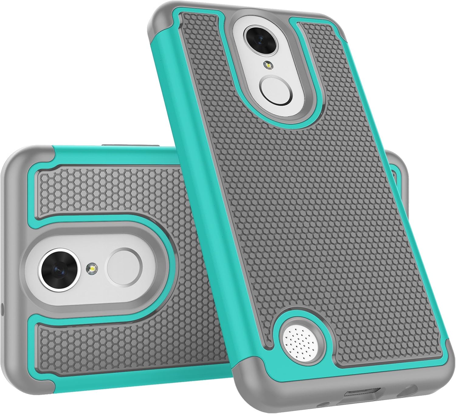 Tekcoo Case Compatible with LG Phoenix 3/LG Fortune/LG LV1/Risio 2/K4 2017, [Tmajor] Shock Absorbing Rubber Silicone Plastic Scratch Resistant Defender Bumper Sturdy Cute Hard Cases Cover [Turquoise]
