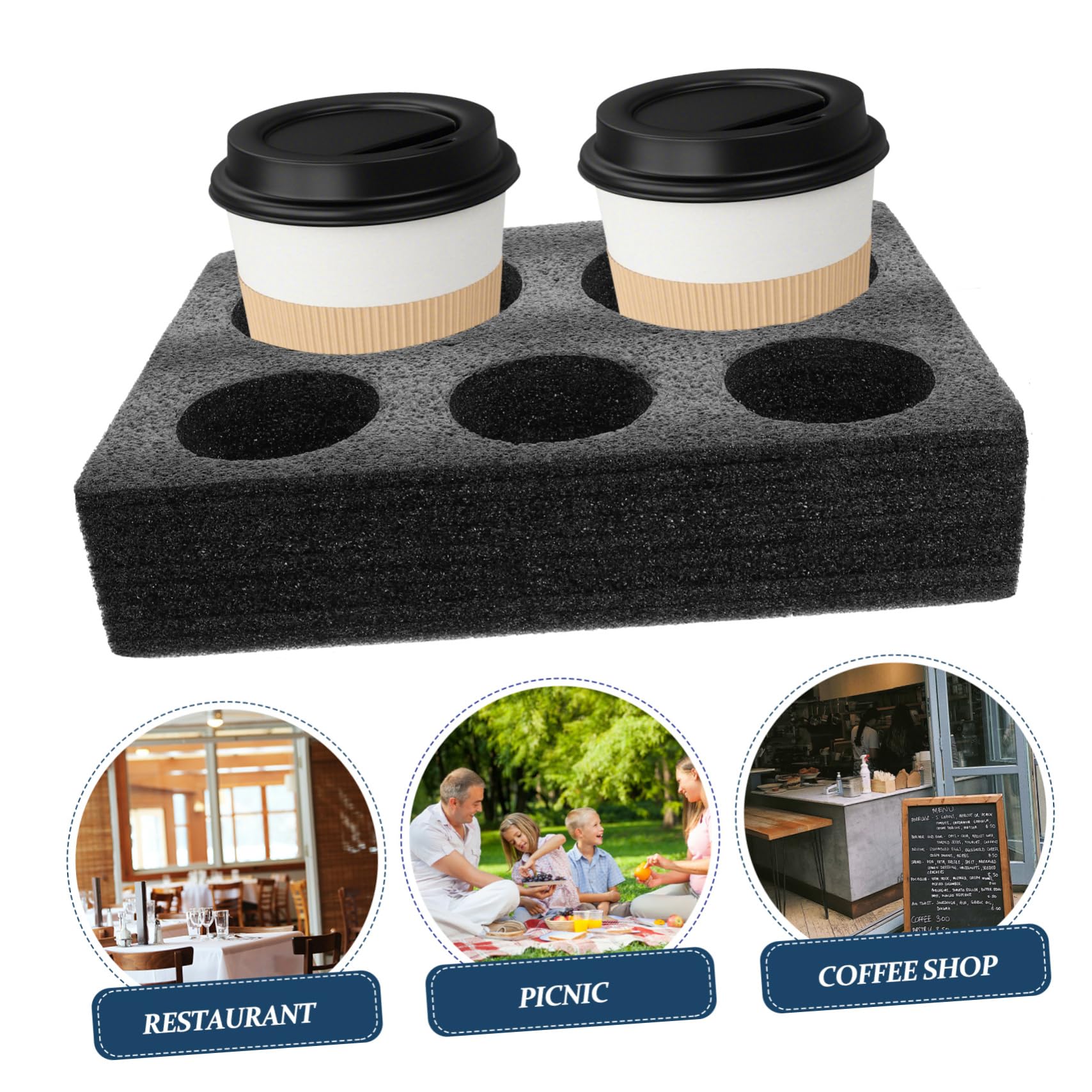 Zerodeko 5 Pezzi portabicchieri Porta della tazza di bevande estrarre il vassoio della tazza di caffè Titolare delle tazze vassoio per l'imballaggio della tazza di caffè cotone perlato Nero