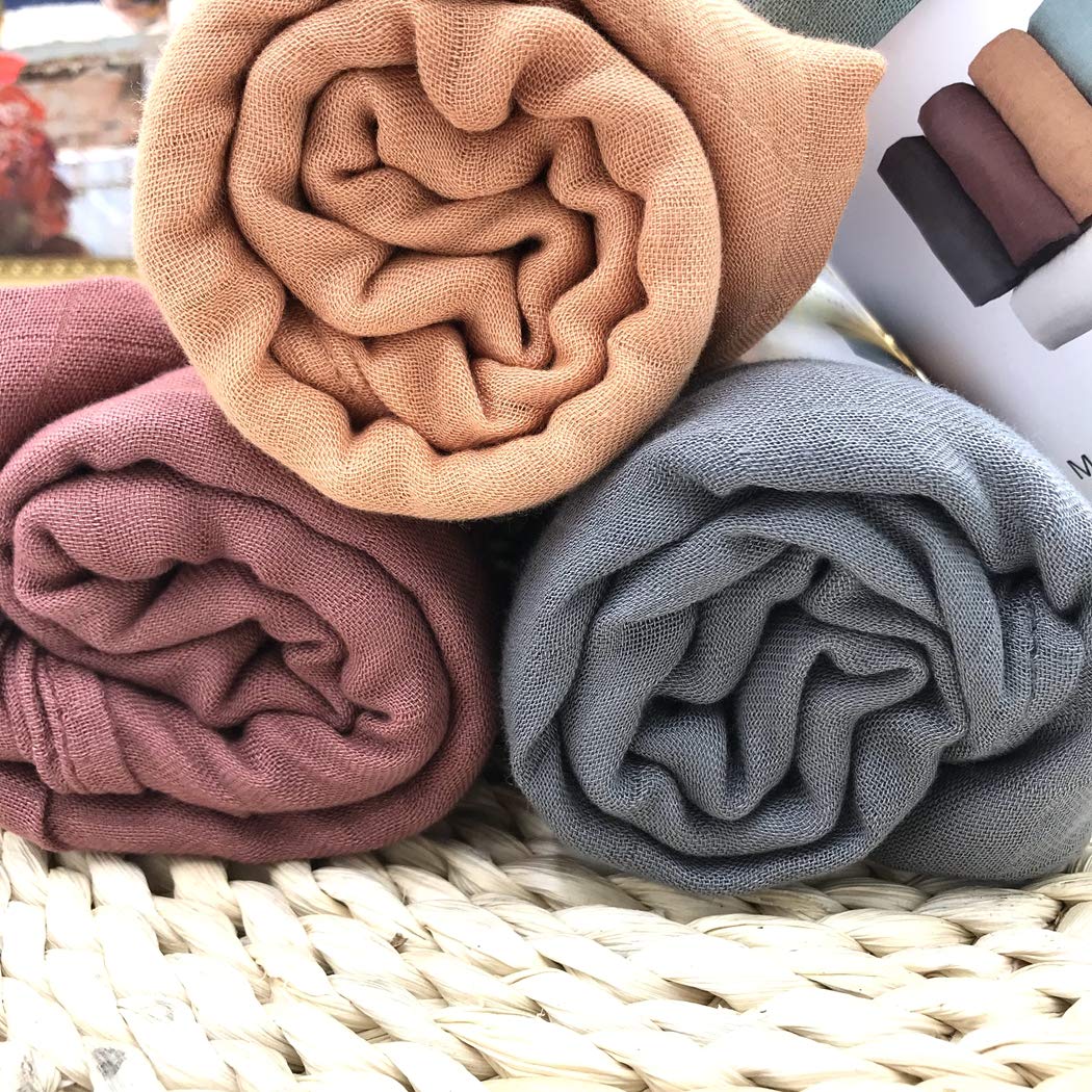 5 mantas de muselina suave de bambú para niños y niñas de 47 pulgadas x 47 pulgadas color sólido (nueva sorpresa)