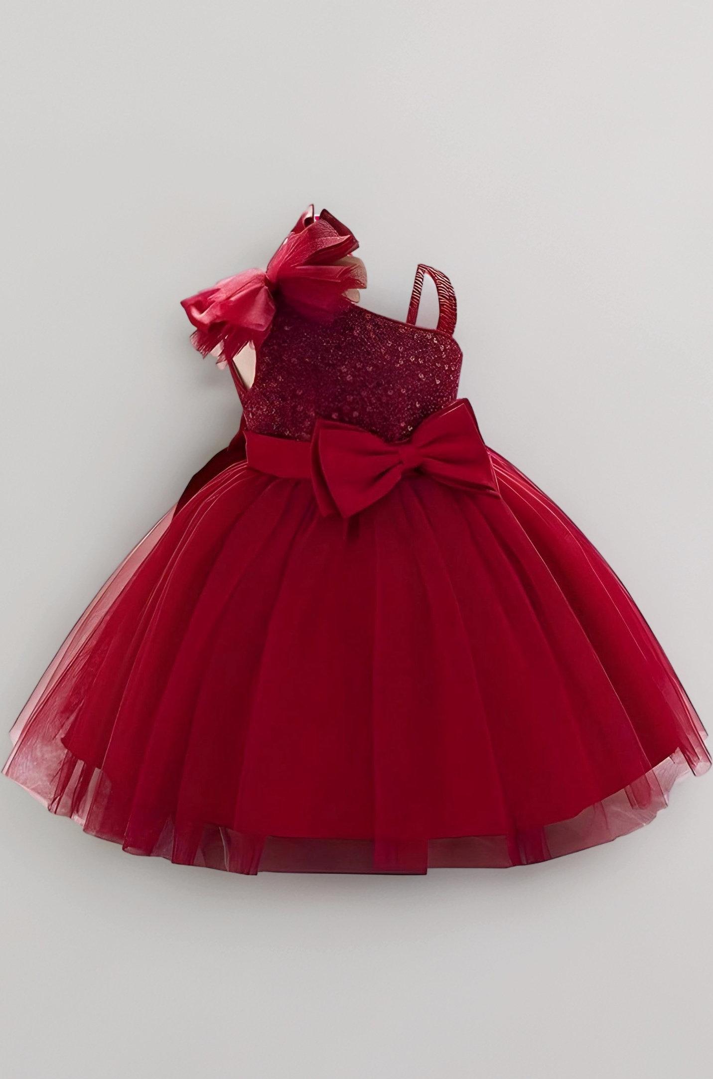 Barbet Sequence Embroidered Net Flaired Sleeve Less Baby Knee Length Girl's Frock