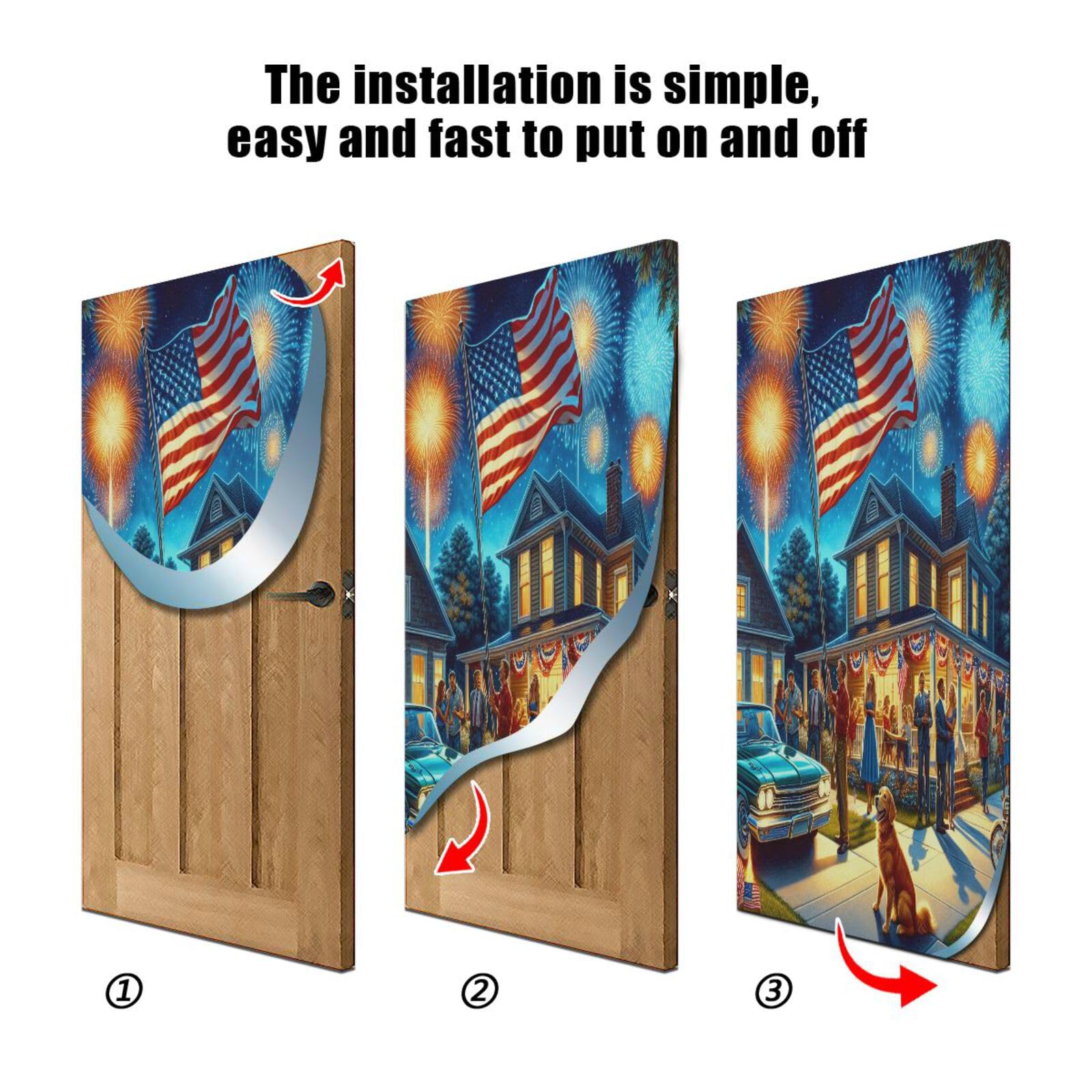 FLildon Independence Day American Celebrations Door Cover Decoration, 4th of July Party Accessory Porch Decor for Festive Ornament Room Door Covers 36 x 98 Inch