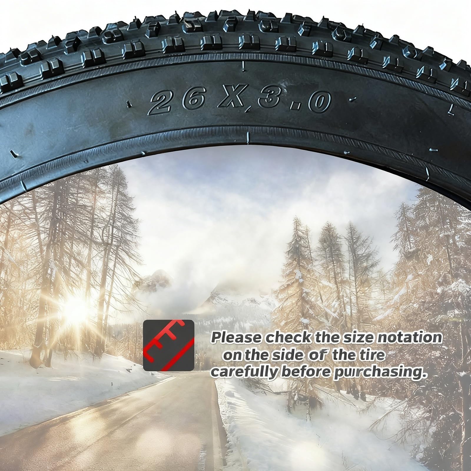 26x3.0 Pneumatico Resistente alle Forature e Gomma Durevole Perfetto for Bici Elettriche, Mountain Bike e Beach Cruiser Pneumatico Bici 26 Pollici