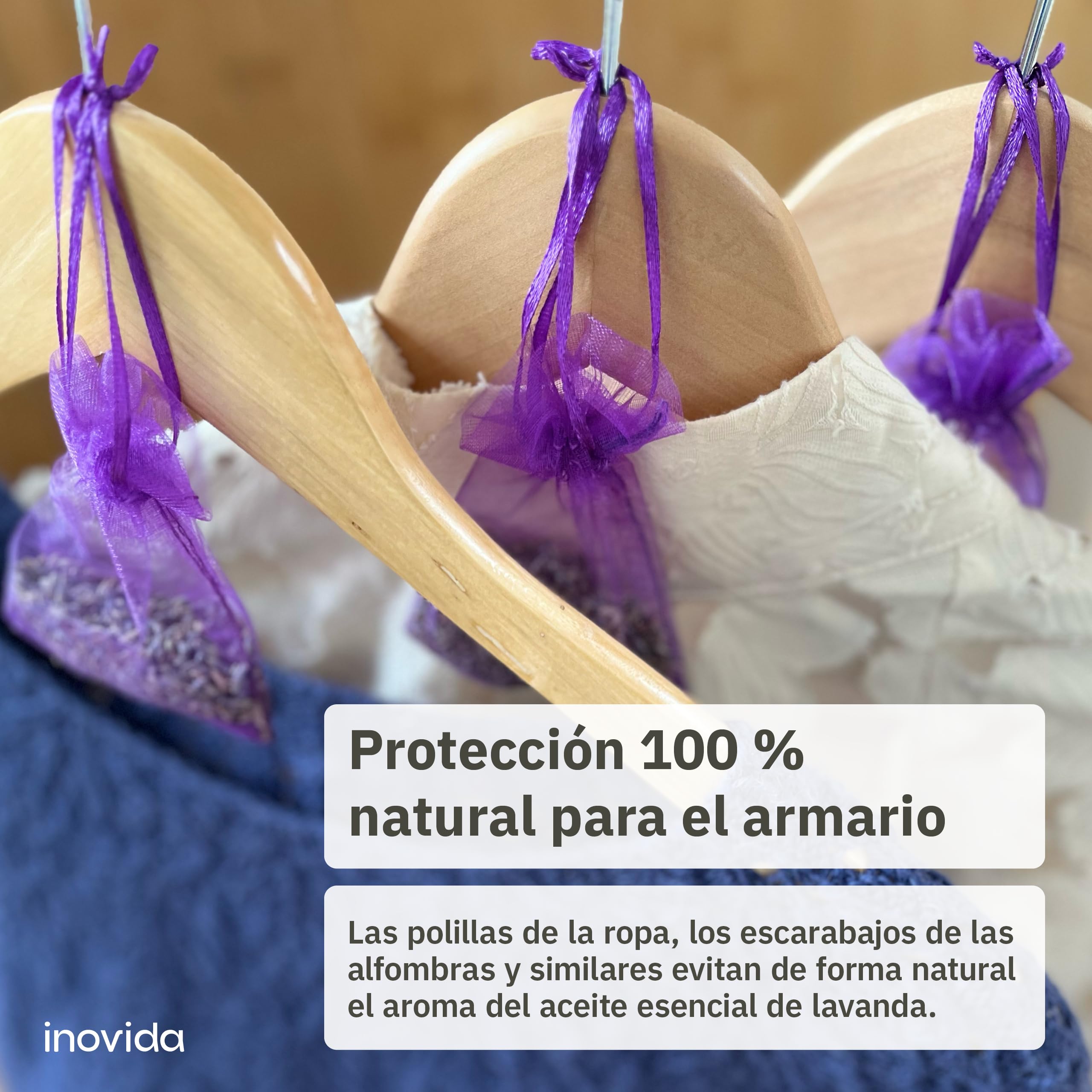 Ambientador de Armario Lavanda – Bolsitas Lavanda para Ropa y Cajones – Antipolillas Polillas – 20x Lavanda Seca Natural – Inovida