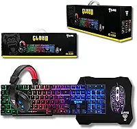 Combo GAMER 4 em 1 MTS, Nightmare • Mouse 4D - 3600 Dpi • Teclado RGB LED Rainbow Anti-Ghosting • Fone e Microfone Headset 45mW Stereo • Mousepad 290x250 • Quality Premium • Setup Gamer