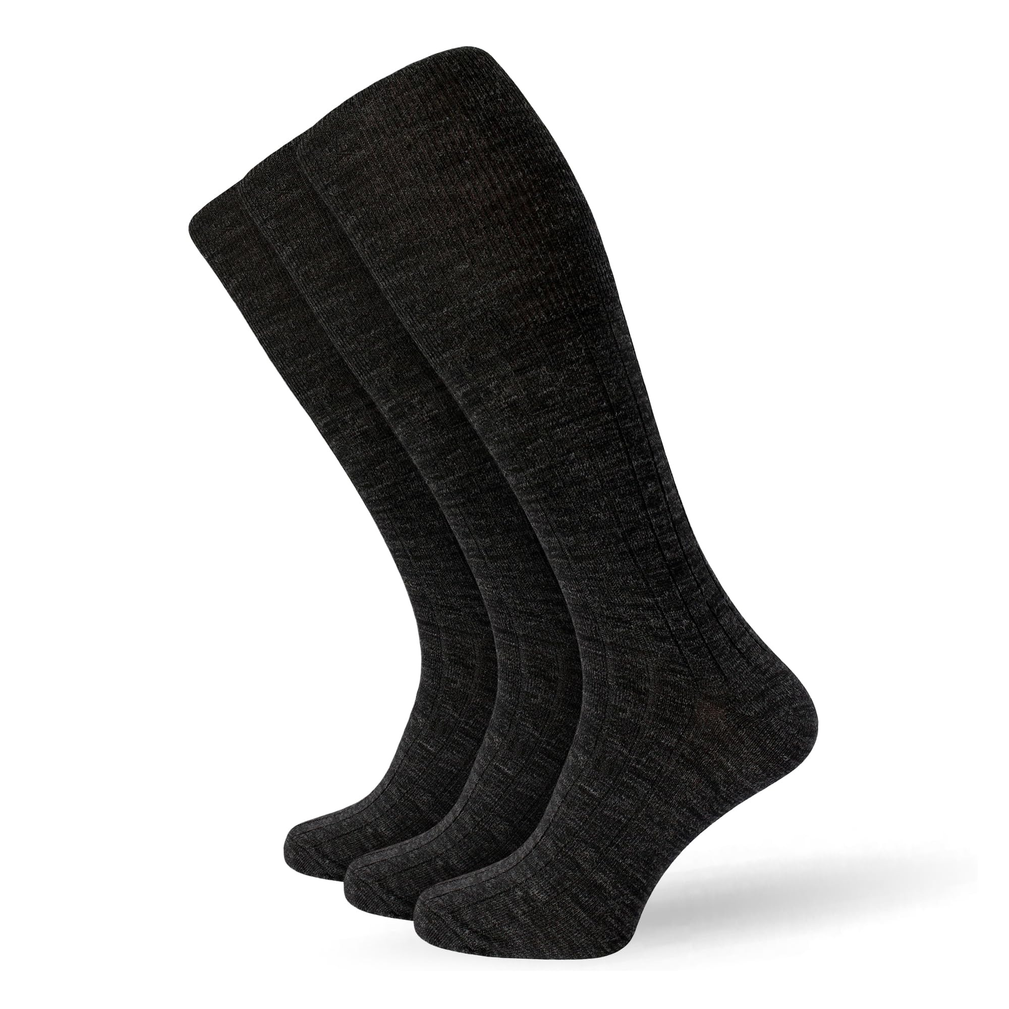 3 Pairs Men's Extra Long Knee High Lambswool Argyle Socks 6-11 Uk, 39-45 Eur (Plain Charcoal, 3) …