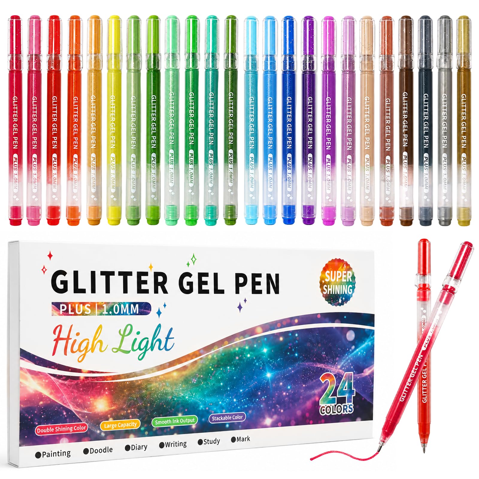 Newthinking Glitter Gel Pens for Kids, High Light Glitter Pen for Coloring