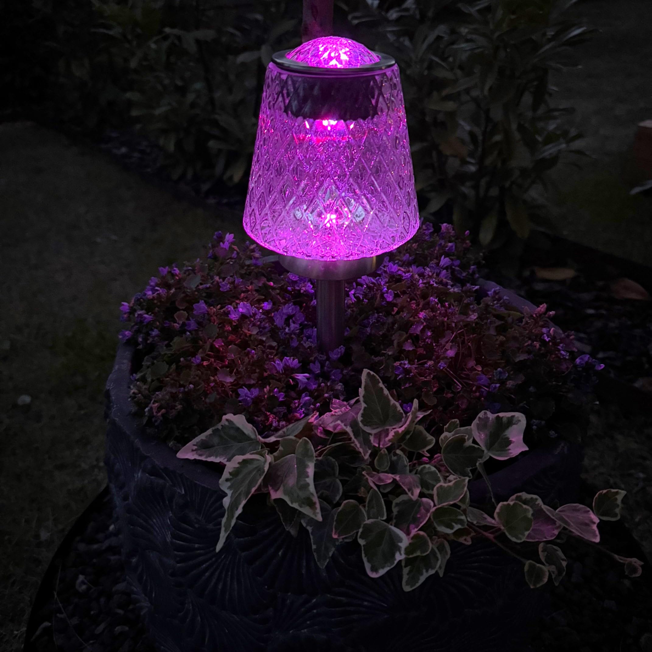 4er Set Solarleuchten XL für außen - Gartenbeleuchtung als Beetstecker oder Tischleuchte verwendbar - Warmweiß oder Farbwechsel möglich - 45 cm groß - Deko für Balkon, Terrasse und Garten, Solarlampen