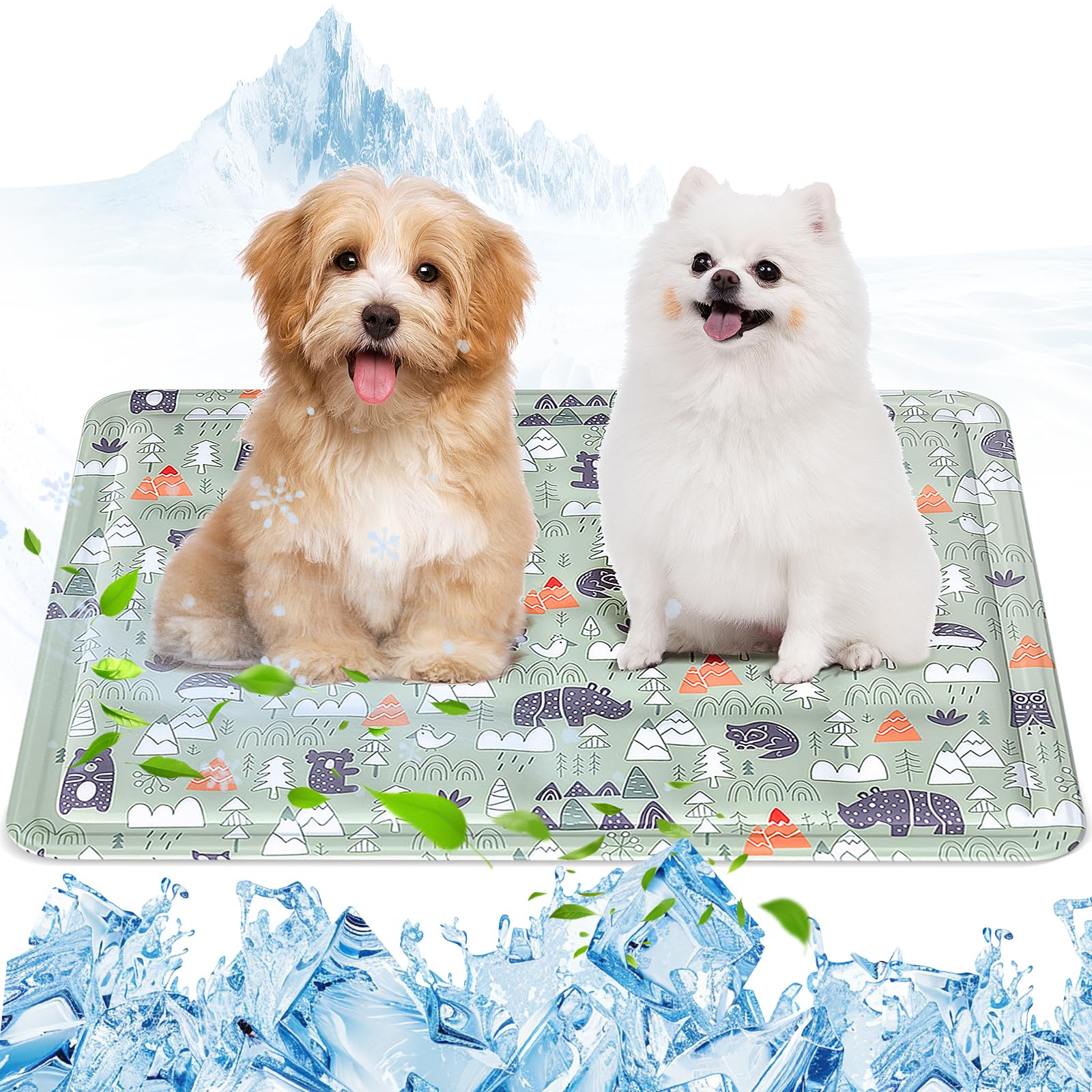 Ninonly Tapis Rafraîchissant Chien 50x65cm Tapis Rafraichissant Chien en Gel Non Toxique Coussin Refroidissant Alèse Imperméable Anti-Rayures pour Lit, Voiture, Canapé Motif Animaux