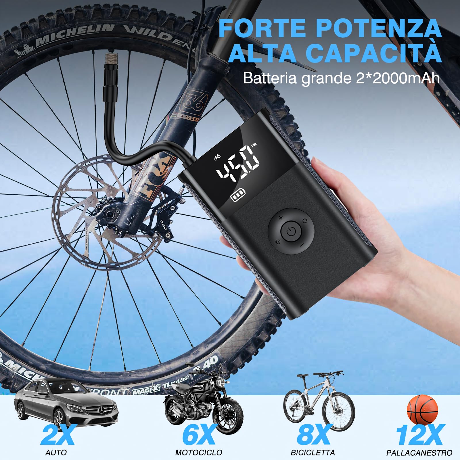 CaRSun Compressore Aria Portatile,150PSI Mini Compressore Portatile,Gonfiatore Elettrico Portatile con Manometro,Pompa Elettrica è Adatto per Auto, Moto, Biciclette, Anello di Nuoto, Ecc.