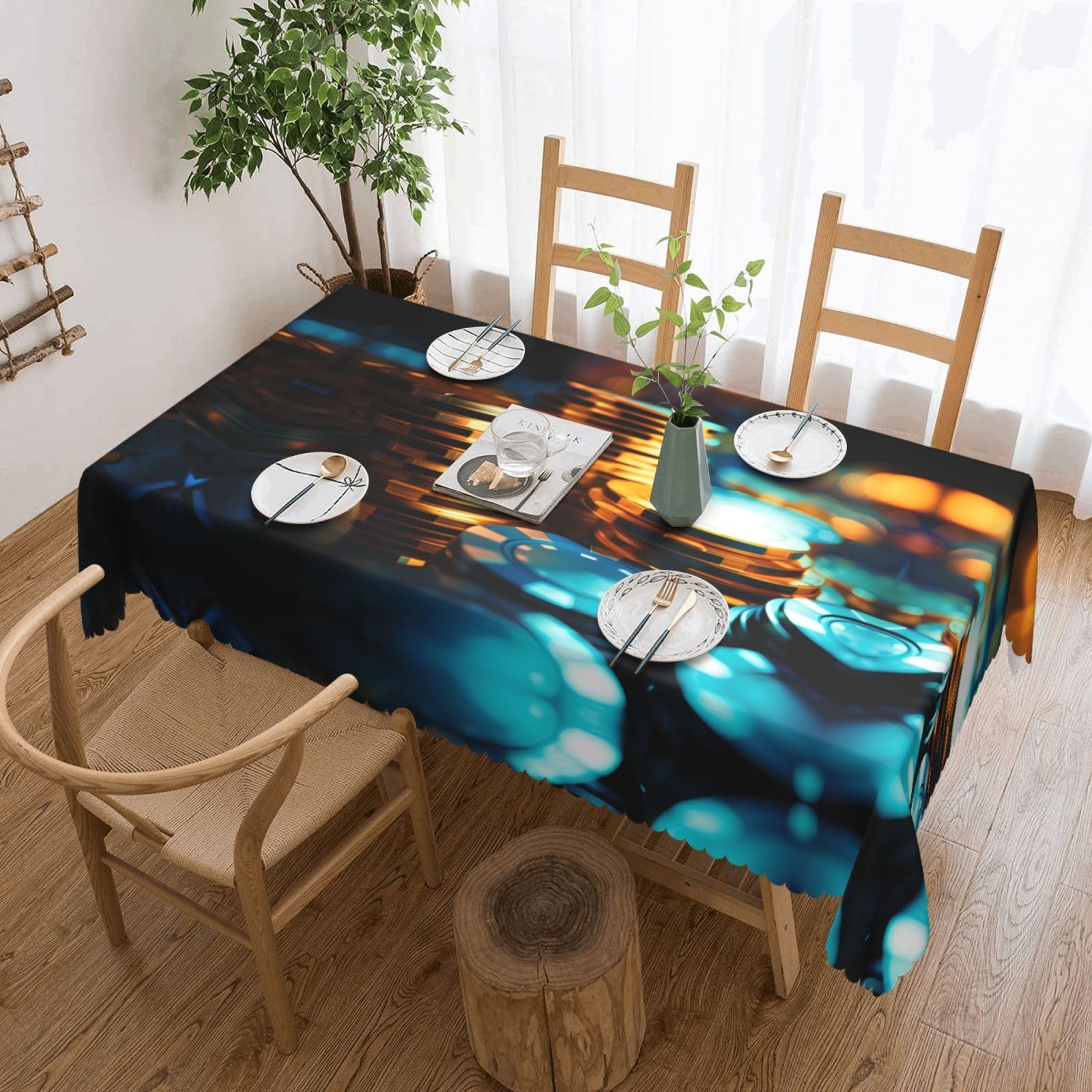 HLBSDM Chips Square Lace Tablecloth, 54x72 Inch Restaurant Decorative Tablecloth, Party Banquet Indoor and Outdoor Universal Tablecloth