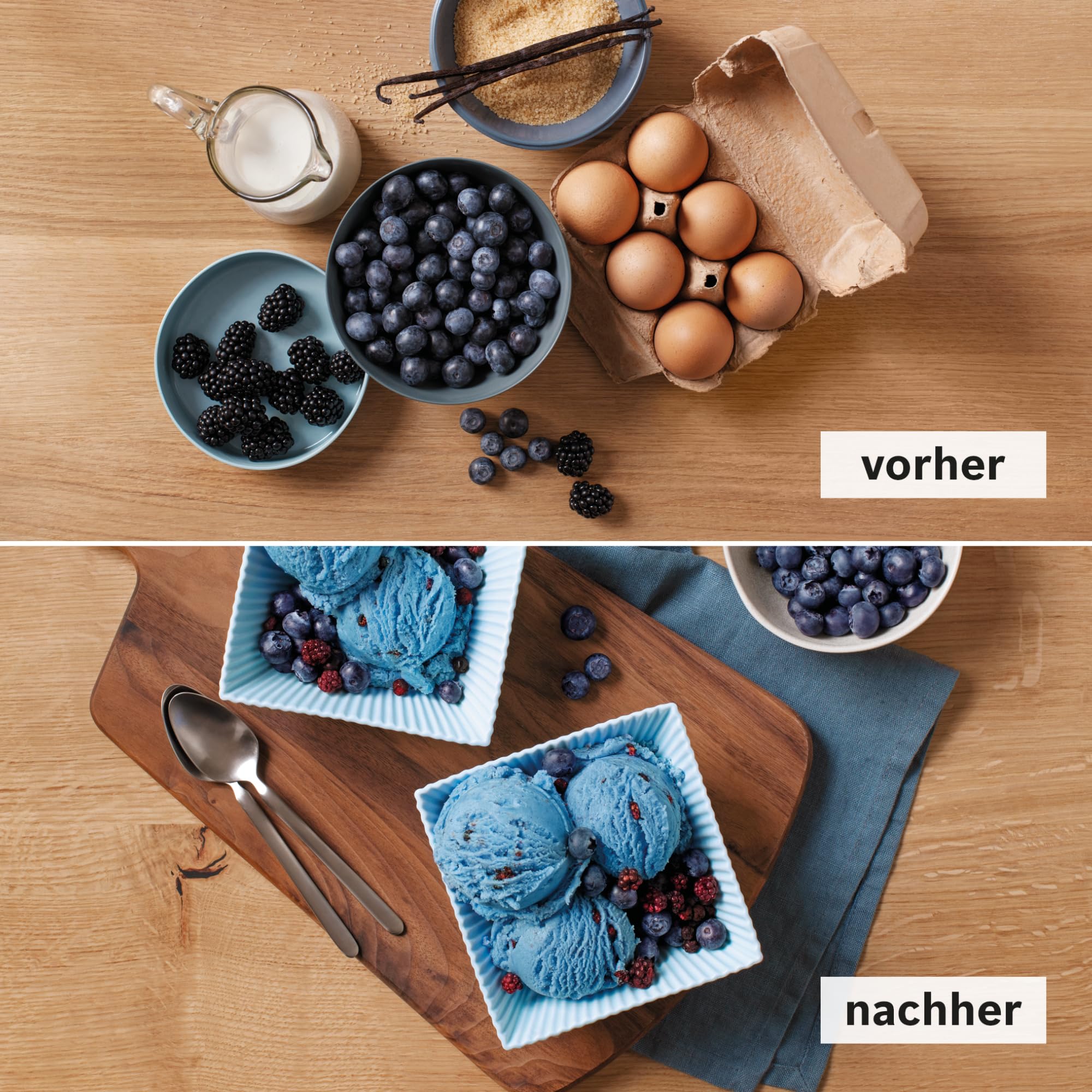 Bosch Eisbereiter MUZ9EB1, Zubehör passend für Küchenmaschine Serie 8, OptiMUM, 550ml, selbstgemachtes Eis, Sorbet, Frozen Yoghurt, Eismaschine