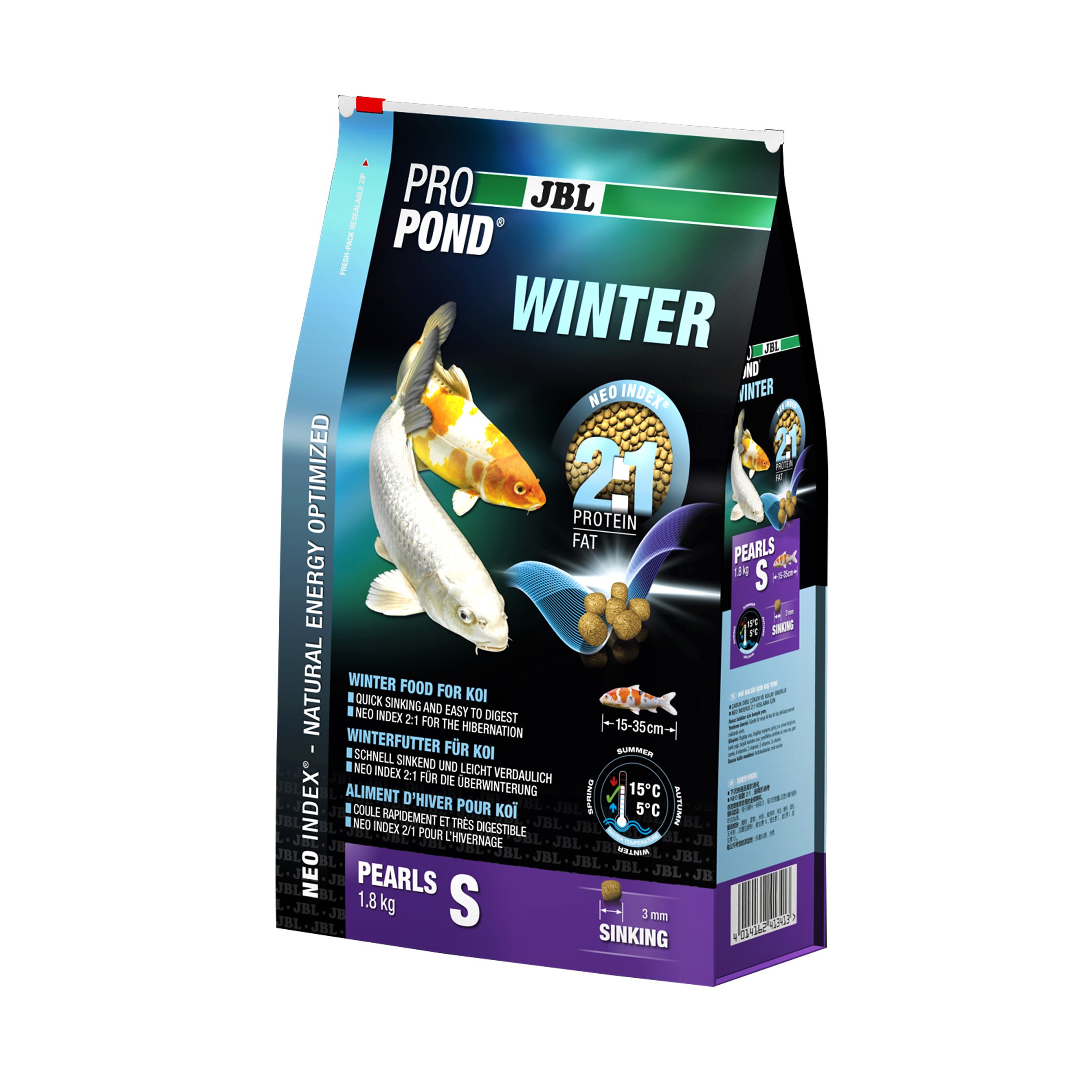 JBL Comida Invierno para Kois, Gránulos Sumergibles, Comida de Temporada, ProPond Winter, Tamaño: S, 1,8 kg