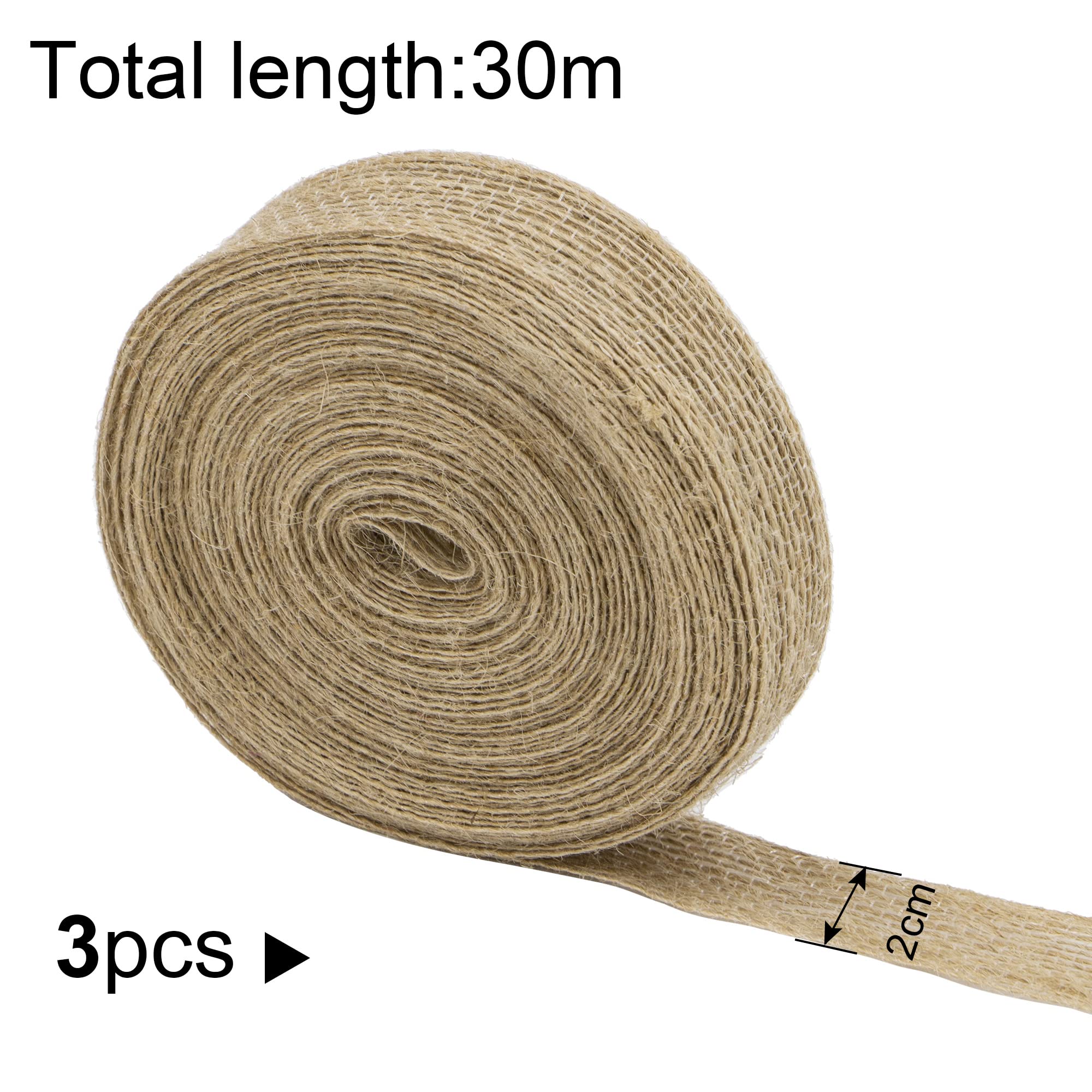 Time to Sparkle 2CM*30M Jute Craft Ribbon Burlap Rustic Hessian Ribbons for Crafts Gift Wrapping Hessian Fabric Burlap Ribbon 1 Set (3Rolls 2cm*10m/Roll) Brown - Image 2