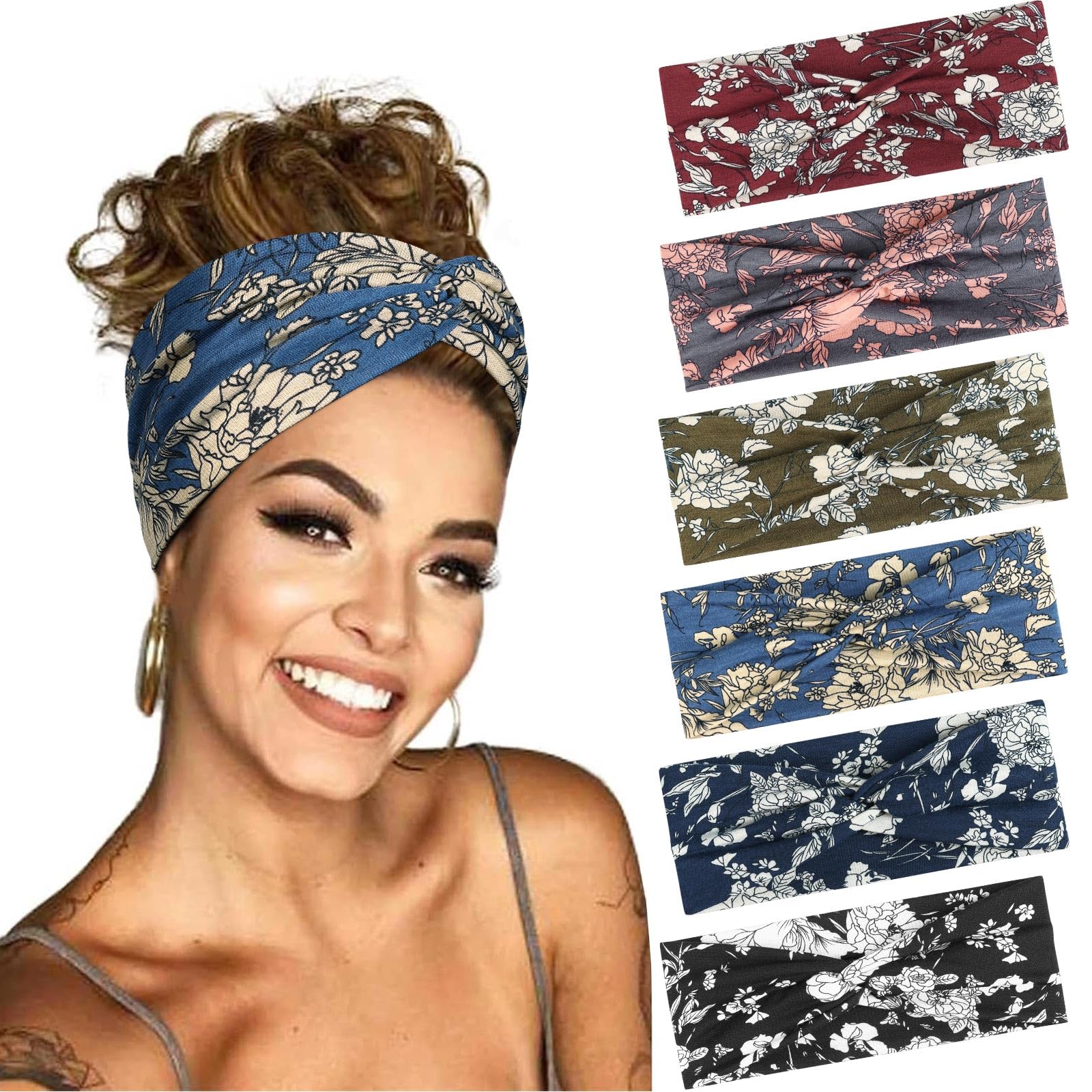 BELEVO 6 Stück Haarband Damen, Elastische Stirnband Damen Dünn Rutschfest Haarbänder Weiches Headband Hair Band für Yoga Exercise Workout Laufen Gym