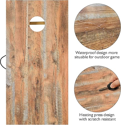 Miniatura 3 de Juego Cornhole de madera de primera calidad con revestimiento impermeable, las tablas de lanzamiento portátiles incluyen un conjunto de 8 bolsas de