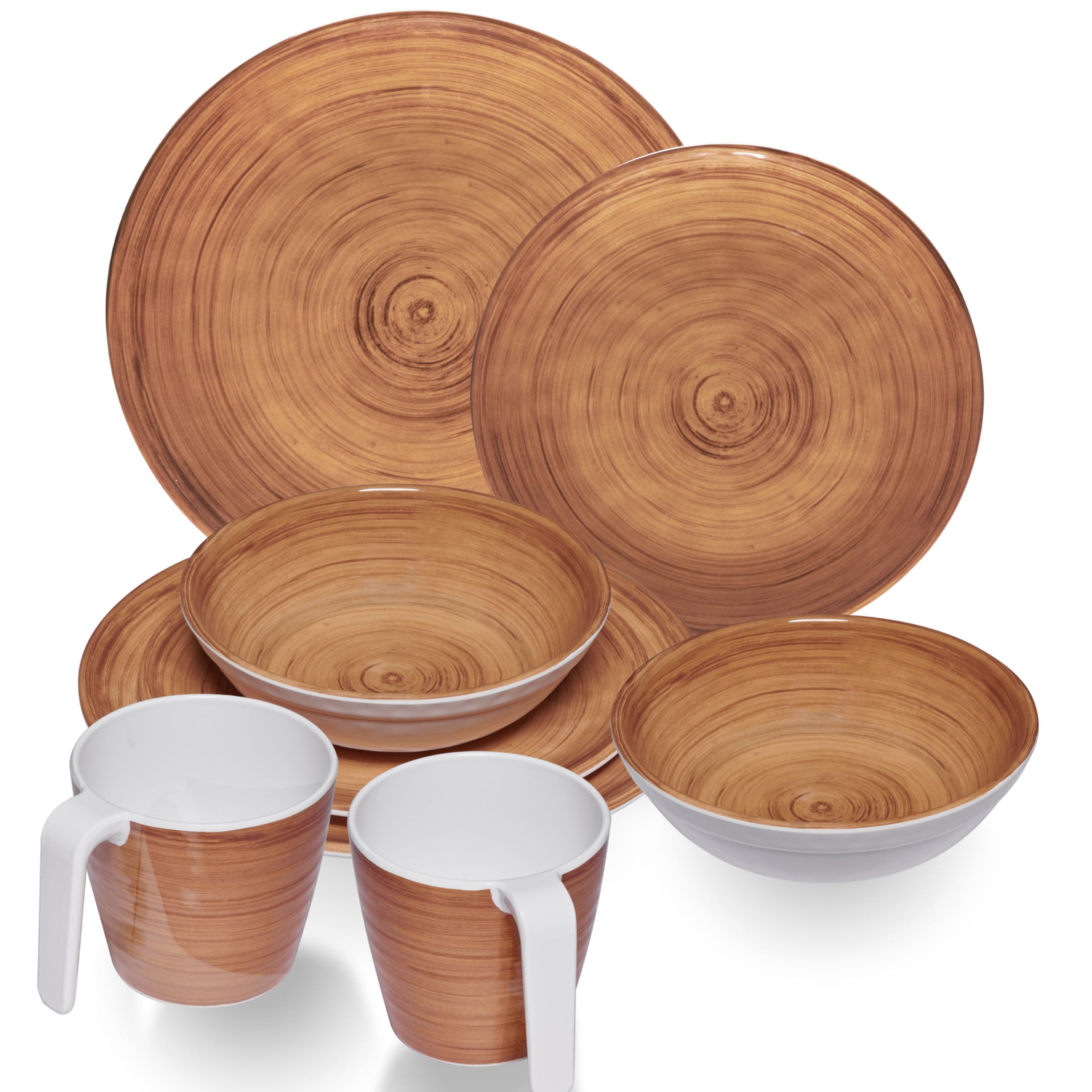 Vaisselle mélamine Marron 2 Personnes 8 Tasses empilables Aspect faïence