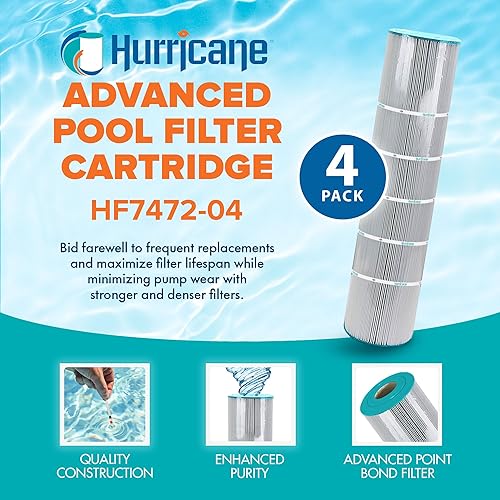 Miniatura 2 de Hurricane Filtros HF7472-04 - Paquete de 4 cartuchos de filtro avanzado para piscina, repuesto para PCC130, Unicel C-7472, Filbur FC-1978 Pentair