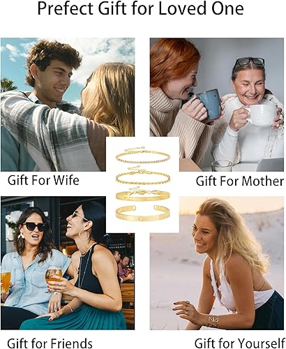 Miniatura 4 de Pulseras de oro para mujer, chapadas en oro de 14 quilates, pulseras de tendencia, cadena de clip, eslabones cubanos en capas, pulsera impermeable