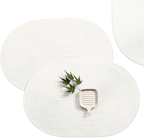 Miniatura 18 de AHHFSMEI - Juego de 4 manteles individuales para mesa de comedor, lavables, de vinilo tejido, antideslizantes, resistentes al calor, 18 x 12