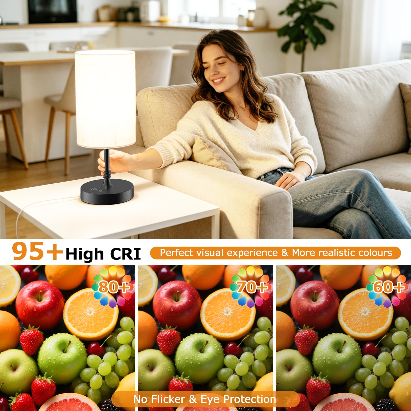 Lámpara de terapia de luz SAD 12000 Lux CRI95 espectro completo control remoto atenuación continua temporizador memoria 360° sin UV negro