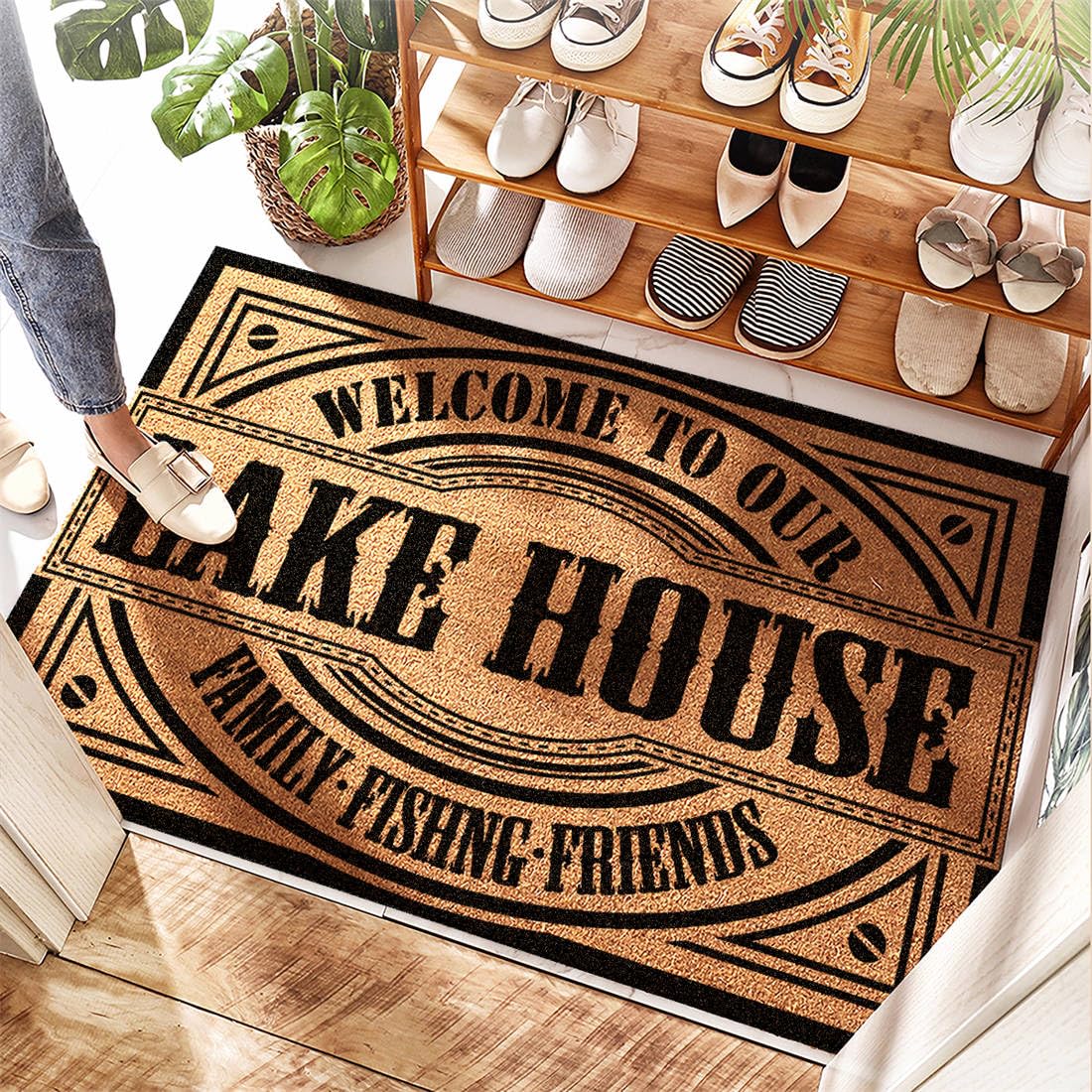 Tapis de porte d'entrée doux au motif Lake House pour une ambiance chaleureuse