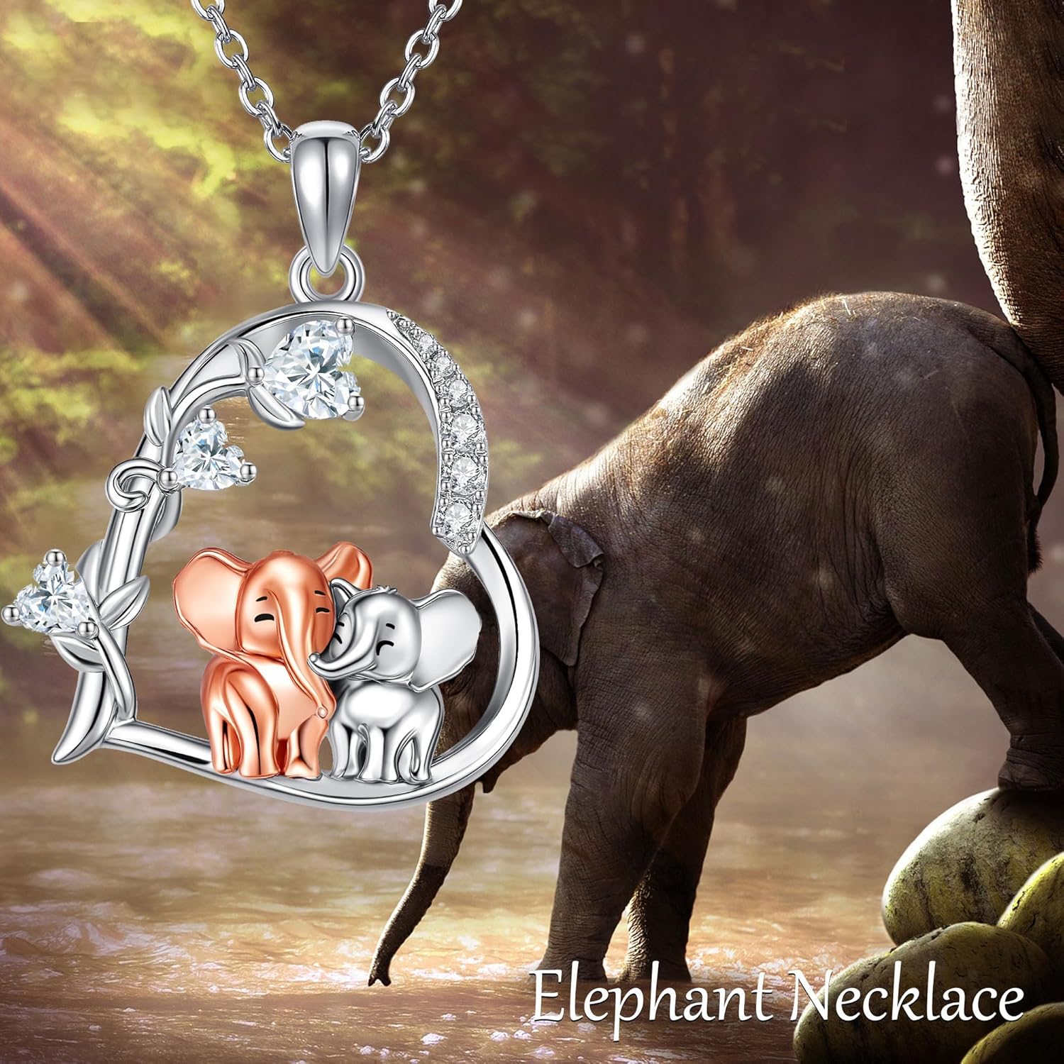 Elephant Necklace S925 Sterling Silver Heart Elephant Pendant Necklaces Elephants Jewelry Gifts for Women Wife Mom - Image 5