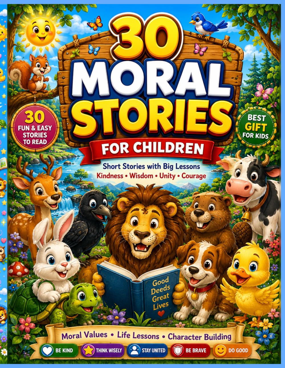30 Moral Stories for Children: Short Bedtime Stories with Big Lessons About Kindness, Honesty, Courage, Wisdom and Unity