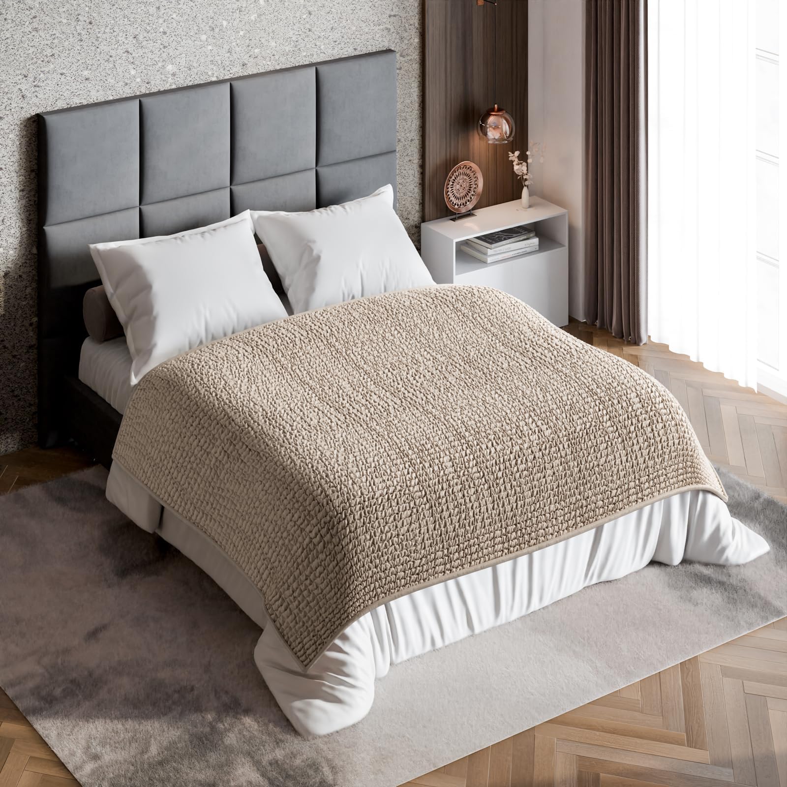 PAULATO BY GA.I.CO. Waterproof Blanket for Bed – Queen Absorbent Couch Cover – Machine Washable Stain-Proof Pad for Large Sofa – Pets Dogs & Cats