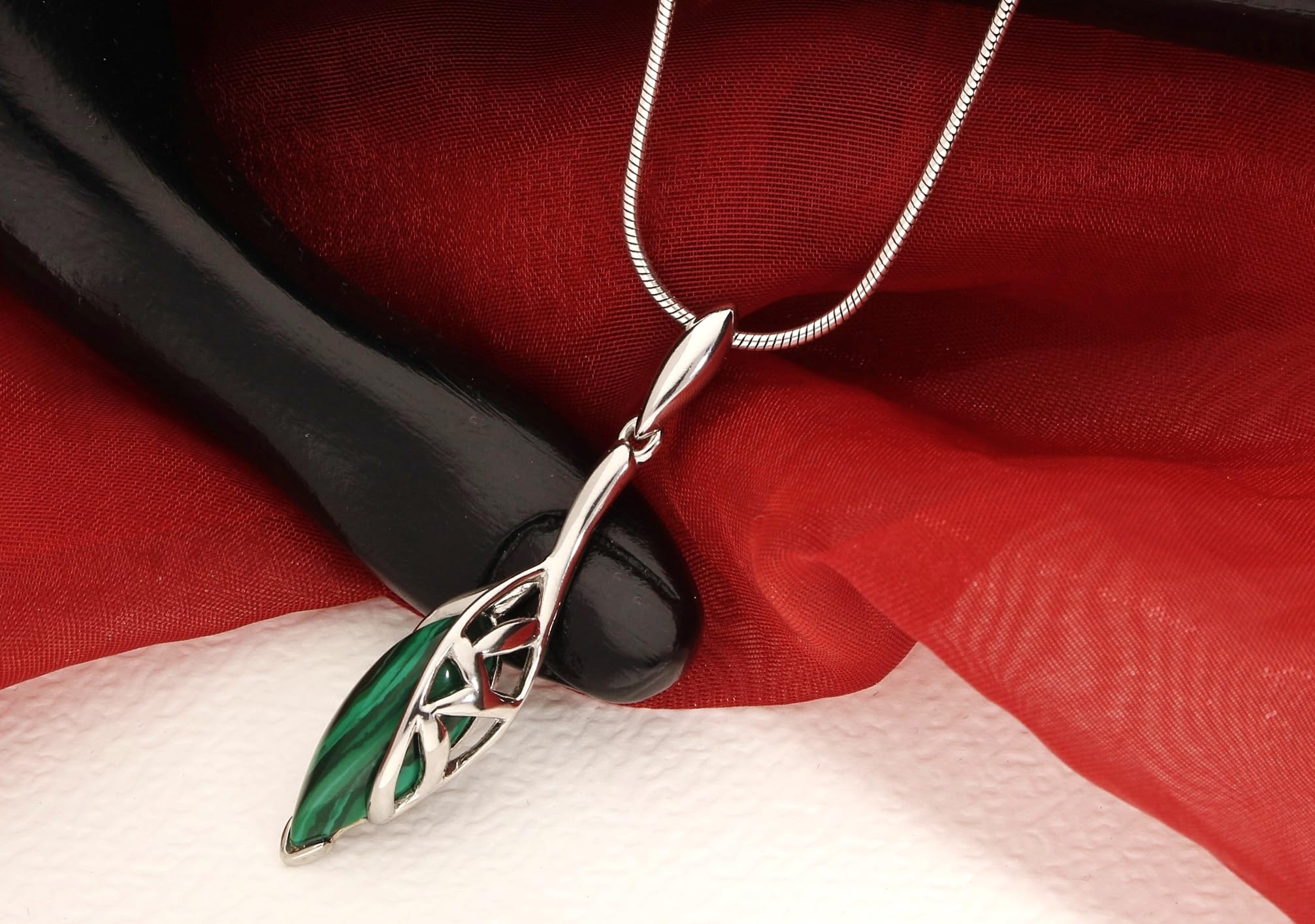 Echtes 925 Silber SCHMUCKSET mit Malachit, grün, ANHÄNGER + OHRHÄNGER inkl. Silberkette 50 cm