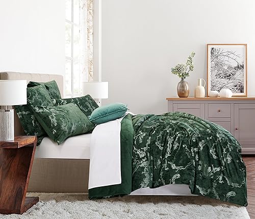 Miniatura 3 de Grassix Funda de edredón King  Juego de funda de edredón de terciopelo de mármol de lujo 3D, funda de edredón de franela ultrasuave con cierre de