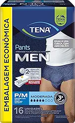 Tena Pants Men, Cueca Descartável para Incontinência Urinária, Azul Marinho, P/M - 16 unidades