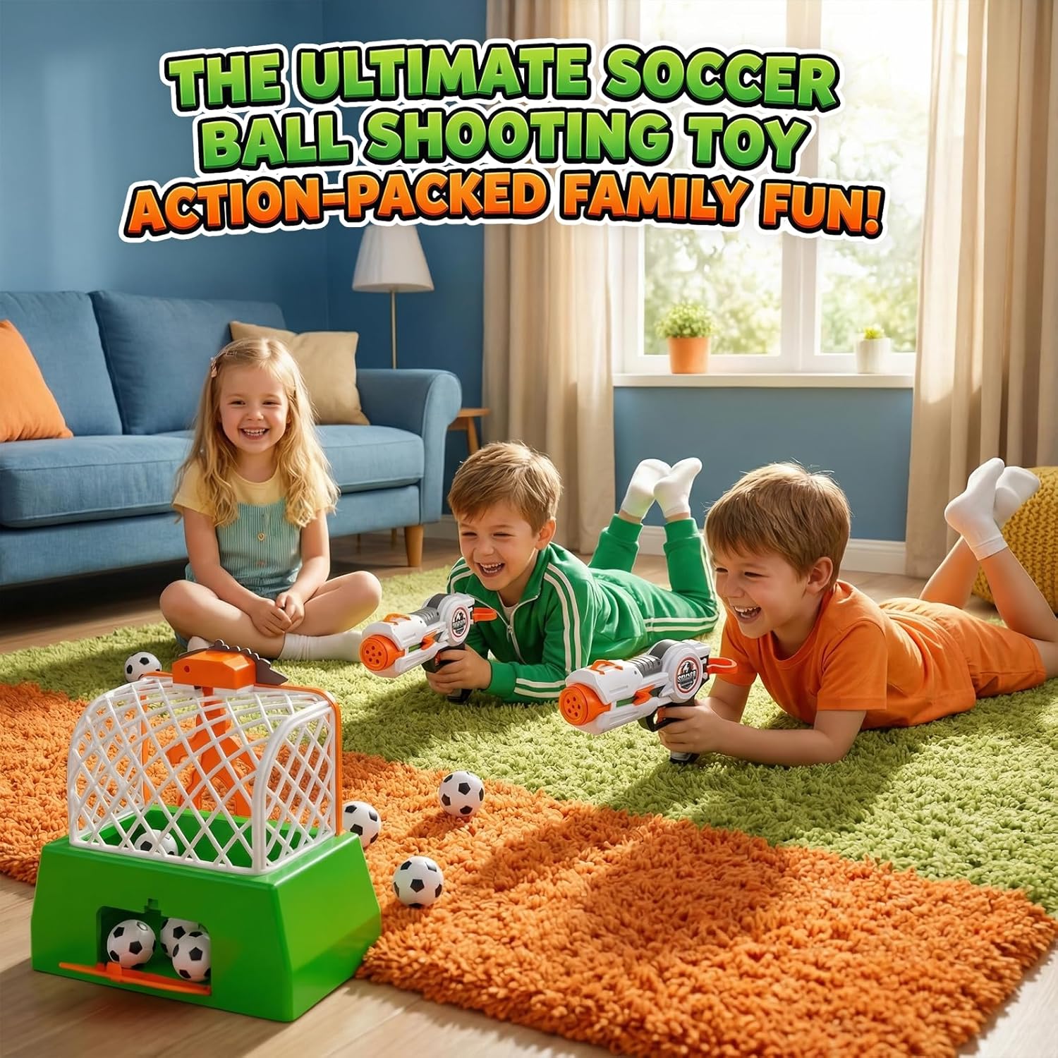 Kids Shooting Game Toy Set,Soccer Game for Kids,Including 24 Foam Soccer Balls and 3 Foam Bowling Pins,LCD Score Record,Indoor Outdoor Birthday Gift for Kids Boys and Girls Ages 3+Years Old