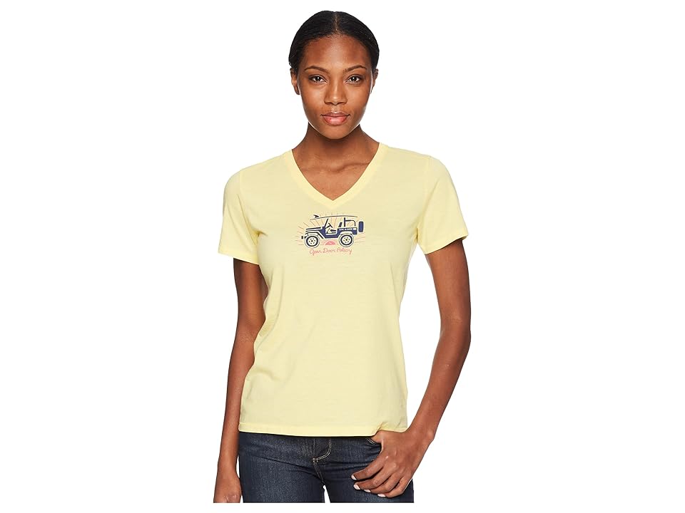 

Life is Good Open Door Policy Cool Vee Tee (Happy Yellow) Women's T Shirt